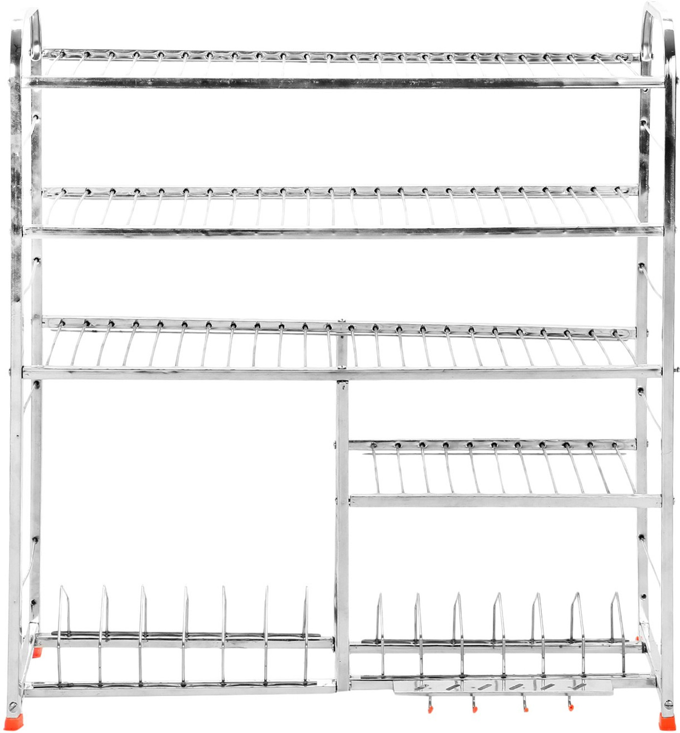 Image of IRONTECH Utensil Kitchen Rack Steel 5 Layer 30X31 inch Wall Mount Modern Kitchen Utensils Dish Rack Stainless Steel Kitchen Rack Kitchen Storage Rack /Utensils Rack with Plate & Cutlery Stand