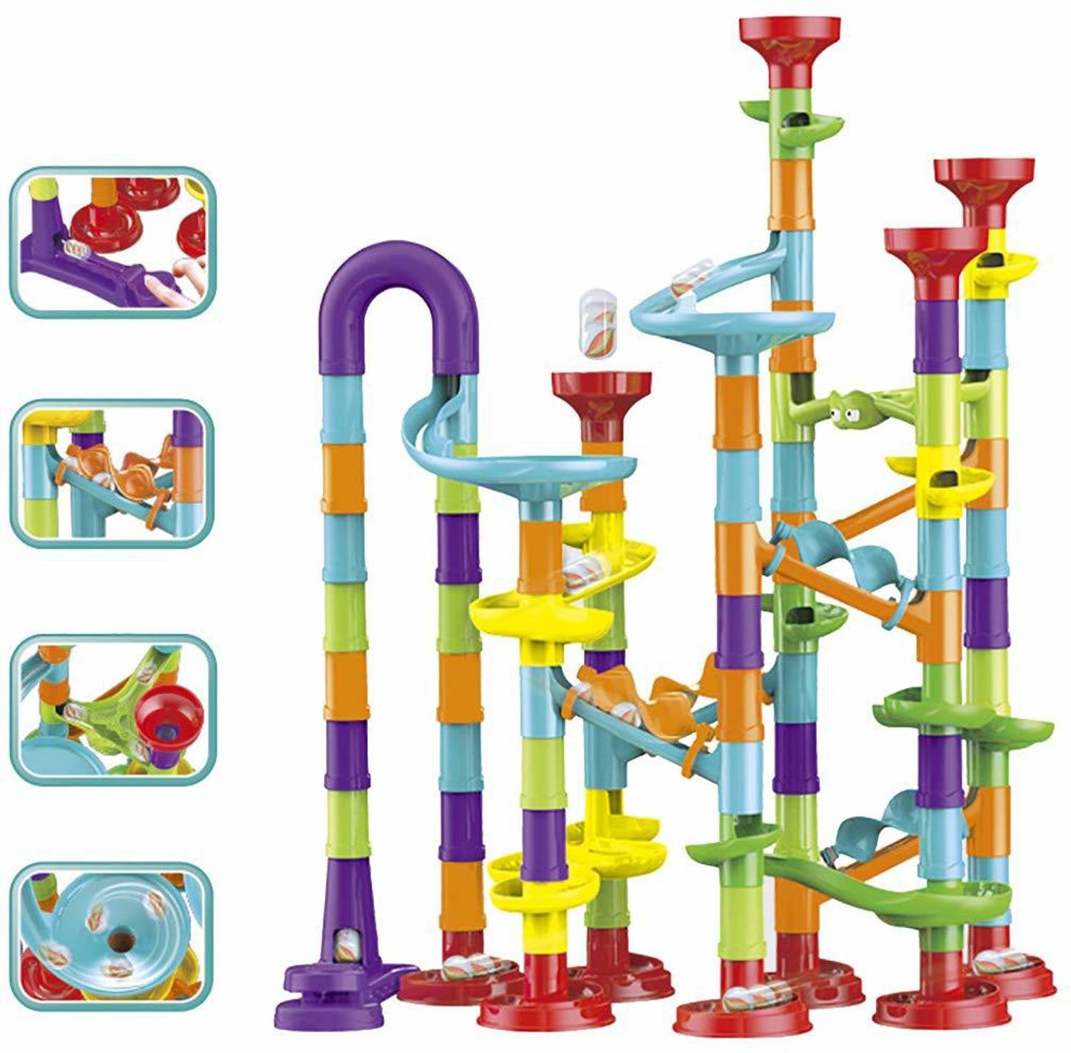 marblechoko5 Chocozone Marble Run Track 108 Piece Marble Maze Building Sets