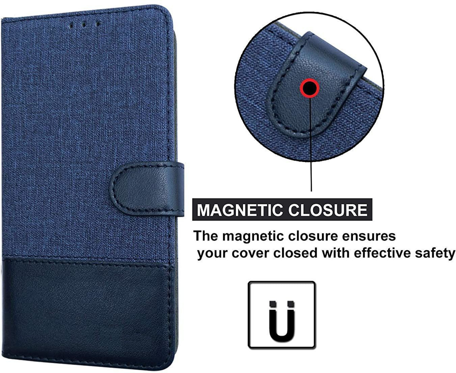 Image of Spicesun Flip Cover for Mi Redmi Note 8 (Blue, Dual Protection, Artificial Leather, Pack of: 1)
