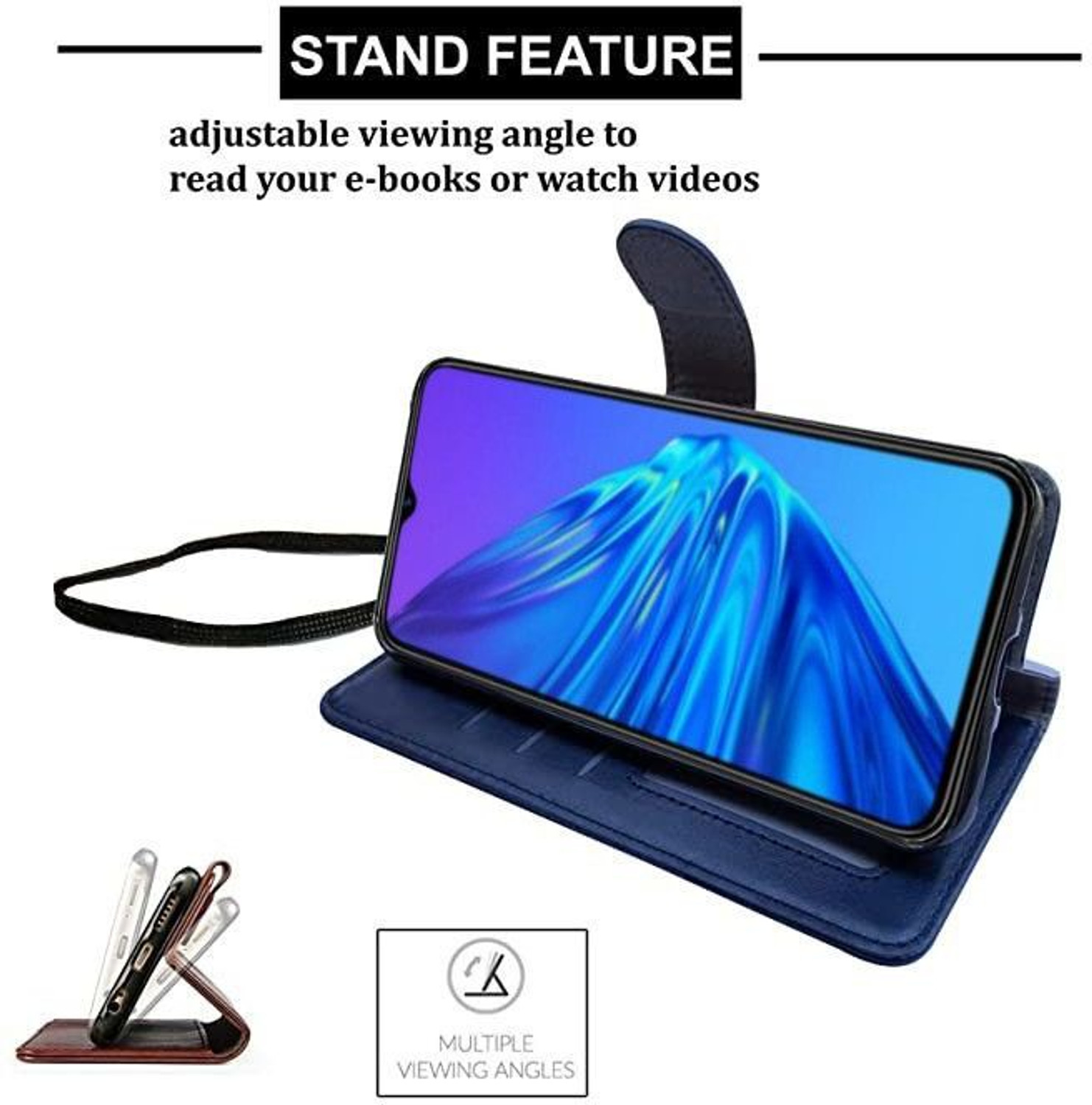 Image of Spicesun Flip Cover for Mi Redmi Note 8 (Blue, Dual Protection, Artificial Leather, Pack of: 1)