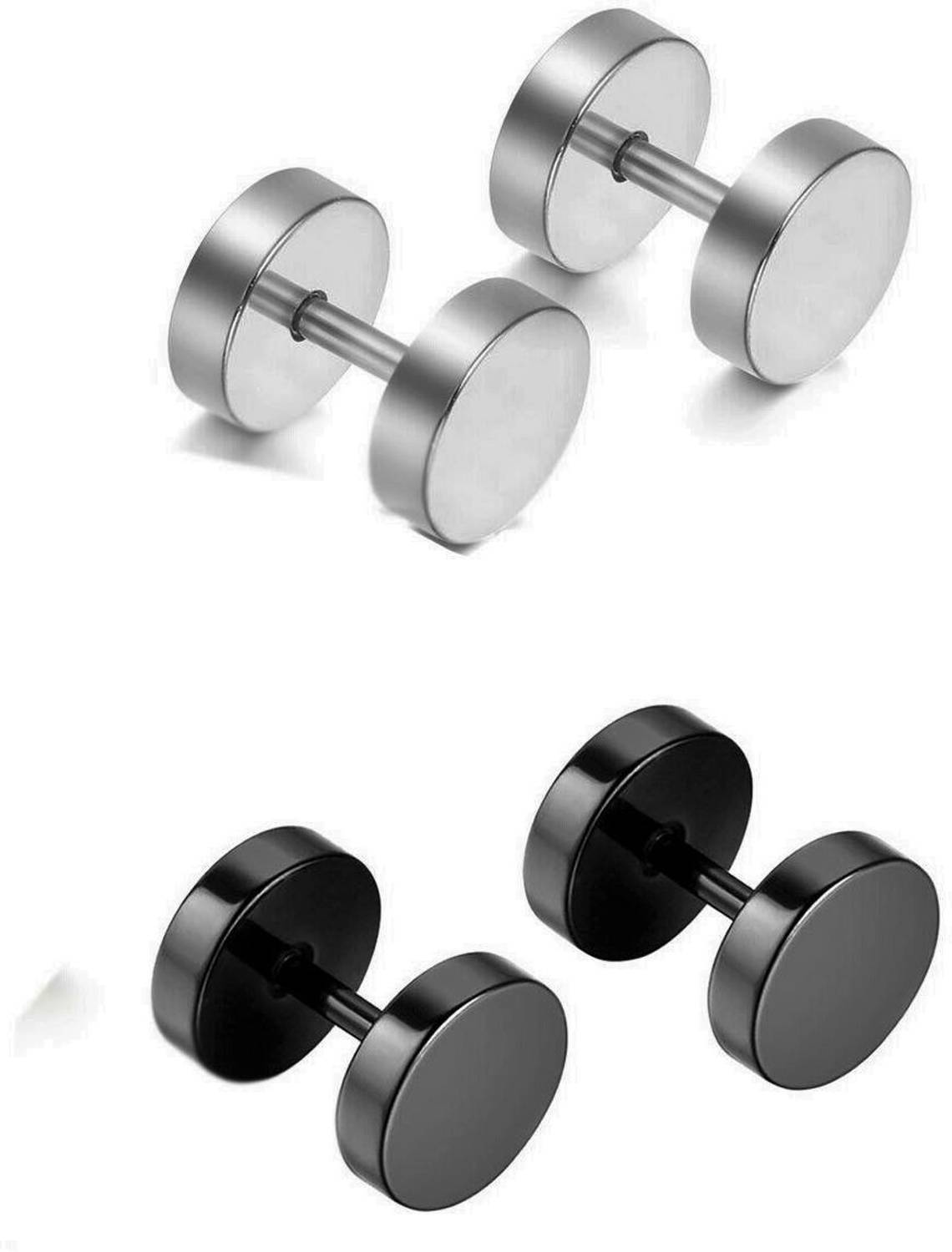 shivay Mens Jewellery Valentine Multi Stud Hoop dumbbell earrings for men/ Ear rings Combo For Men / Gents / Boys / unisex Non-Piercing Ear mens jewellery Salman khan style Cubic Zirconia Metal Stud Earring