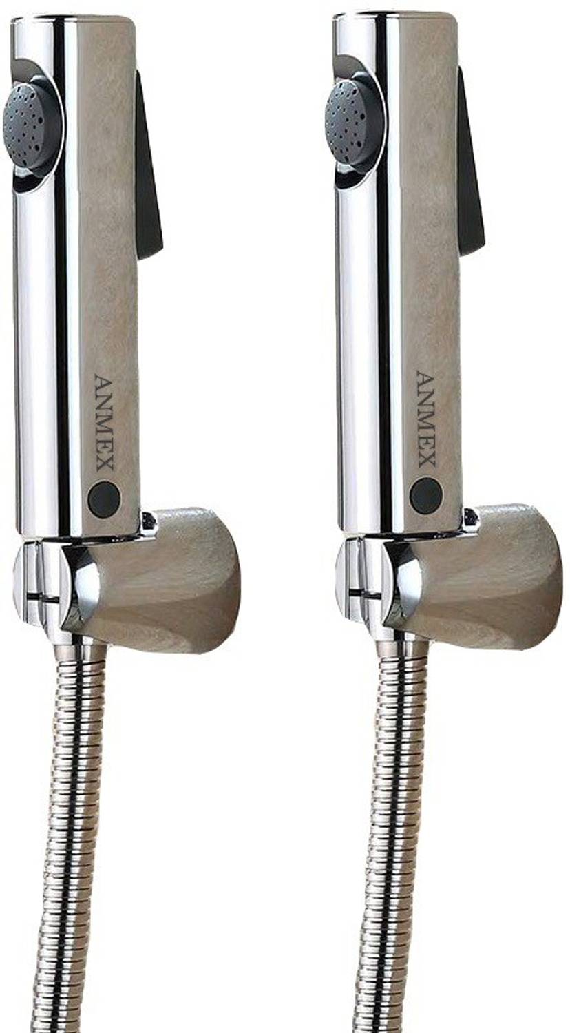ANMEX ABS Health Faucet With SS-304 Grade 1 Meter Flexible Hose Pipe and Wall Hook - Pack of 2 Health Faucet