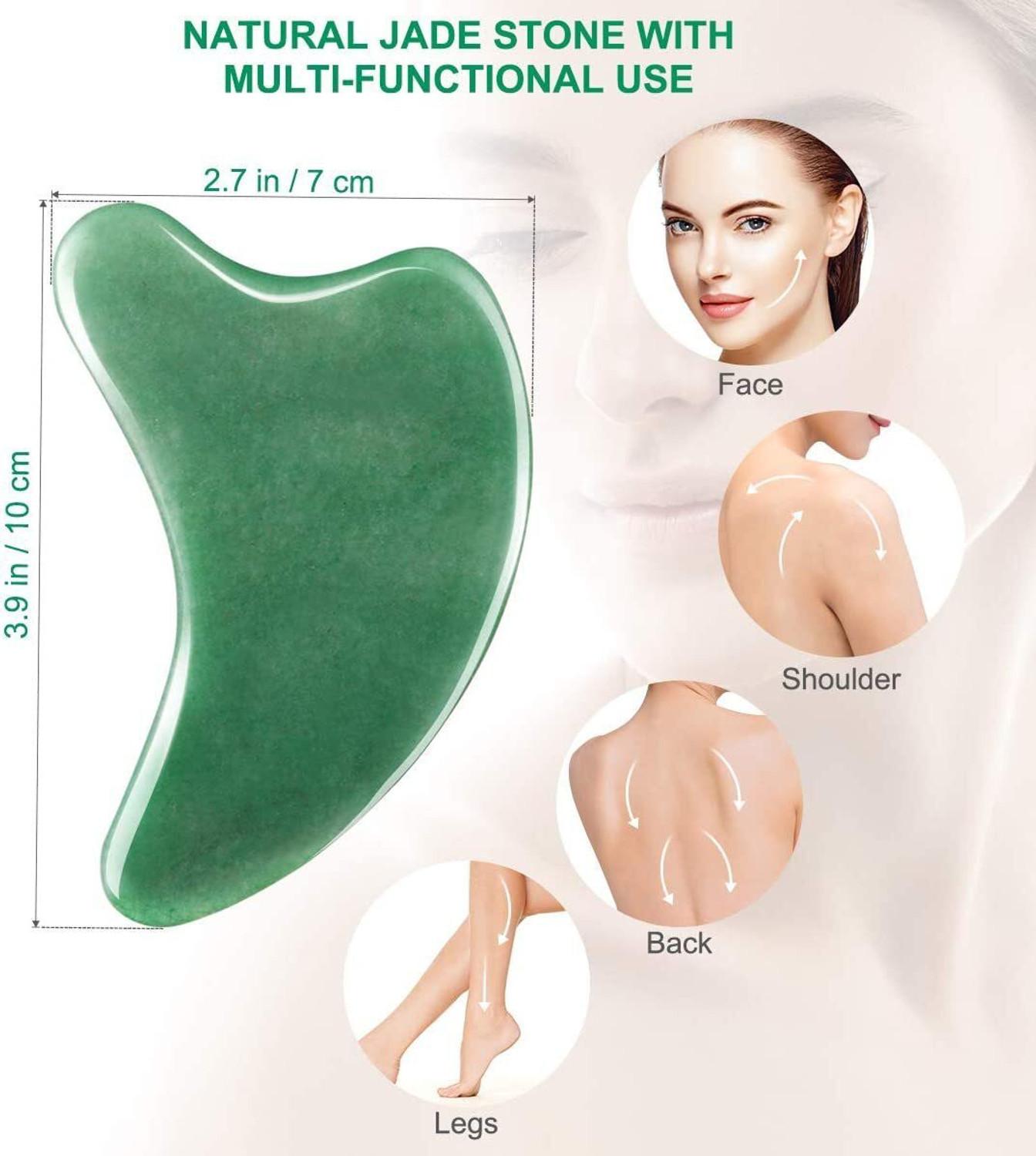 Image of PEORA Green Jade Gua Sha Stone Handcrafted Natural Himalayan Healing Stone Gua Sha Face Massage Tool for Stress Relief and Anti-Aging Scraping Facial Massager for Acupuncture Trigger Point Therapy