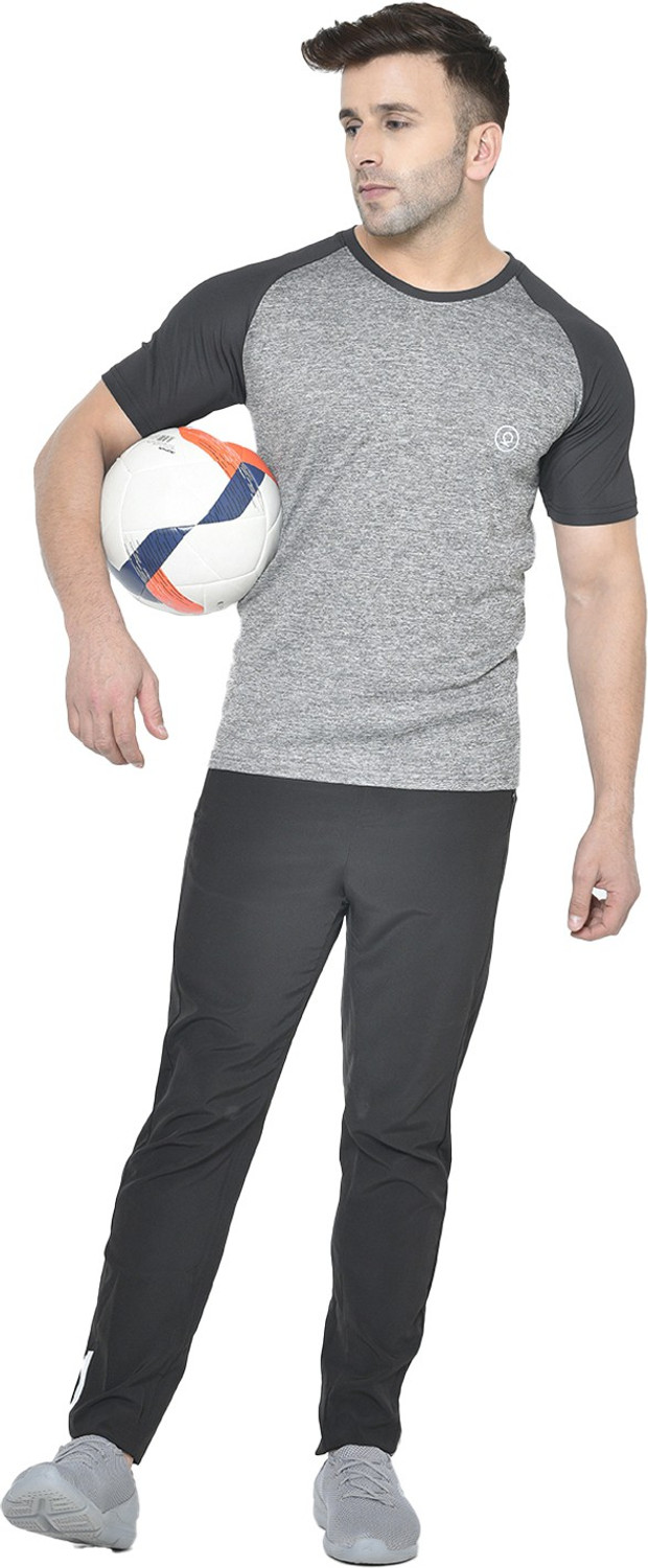 Image of CHKOKKO Colorblock Men Round Neck Black, Grey T-Shirt