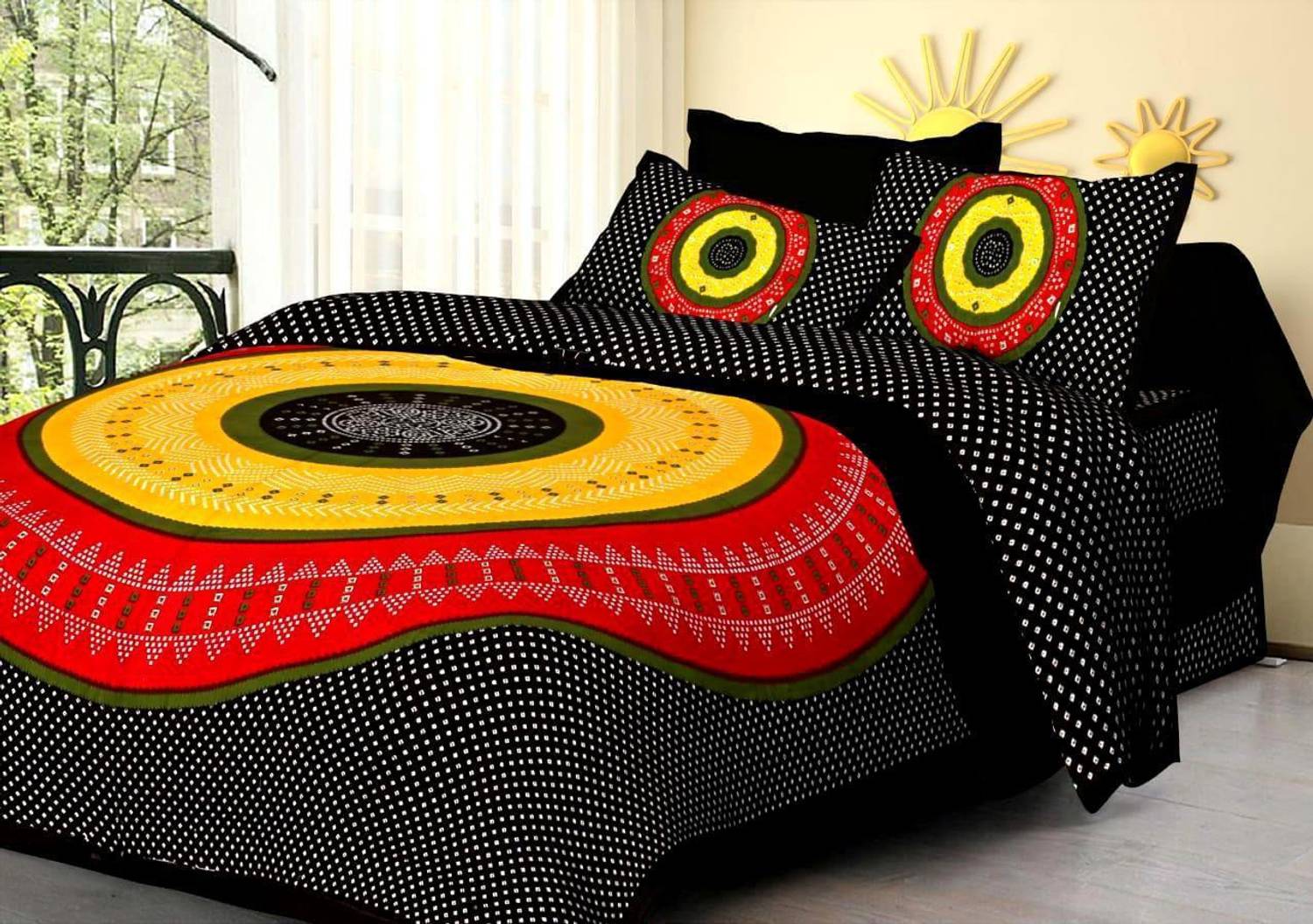 avtar Cotton Queen, King Flat 144 TC Printed 1 Bedsheet with 2 Pillow Covers