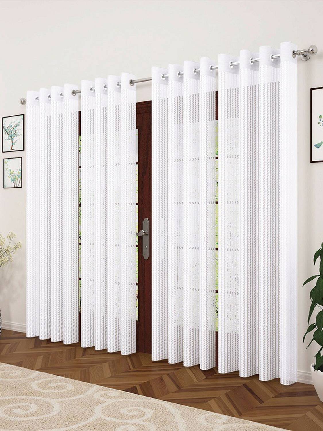MSD Decor Hub 213 cm (7 ft) Door Polyester Transparent Curtain (Pack Of 4)