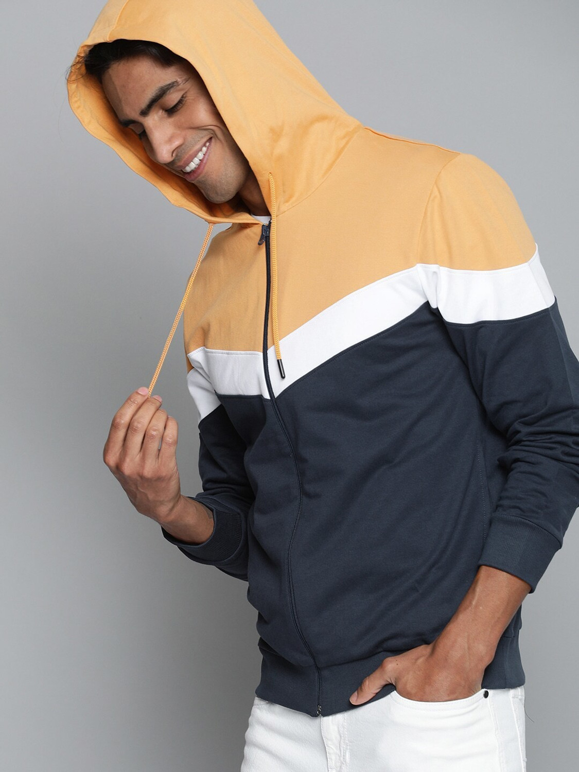 Image of Mast & Harbour Full Sleeve Color Block Men Sweatshirt