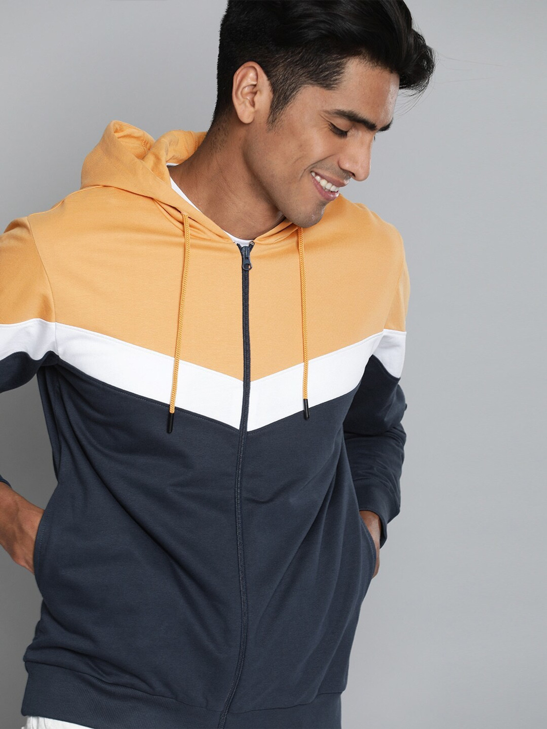 Image of Mast & Harbour Full Sleeve Color Block Men Sweatshirt