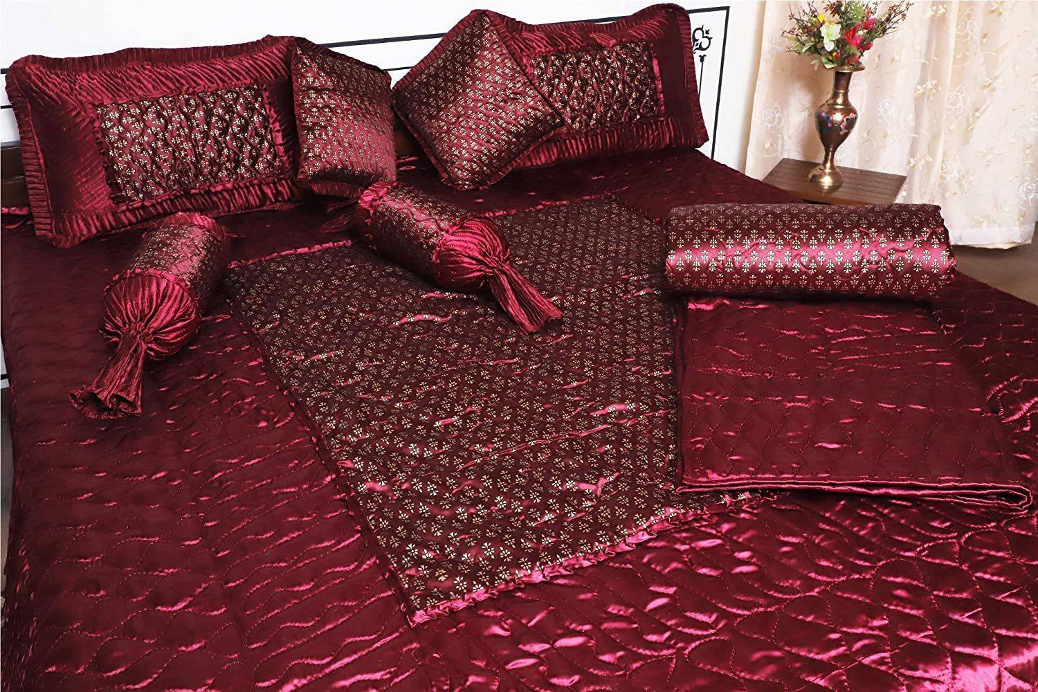 STITCHY Satin Double King Bedding Set, Red - Image 3
