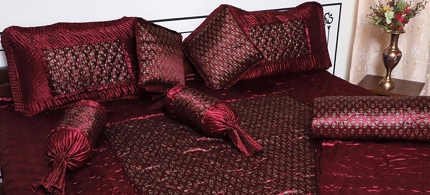 STITCHY Satin Double King Bedding Set, Red - Image 4