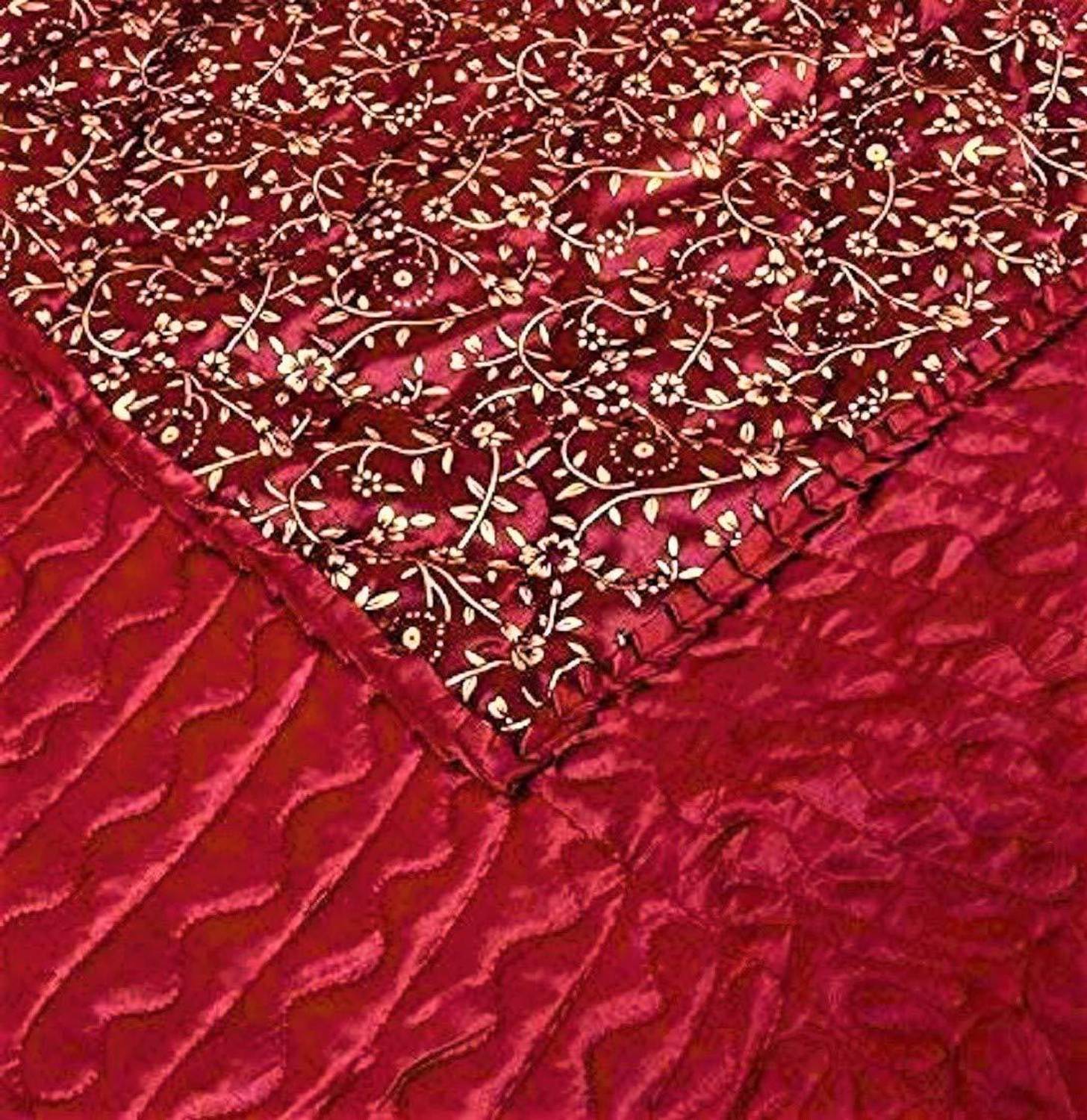 STITCHY Satin Double King Bedding Set, Red - Image 2