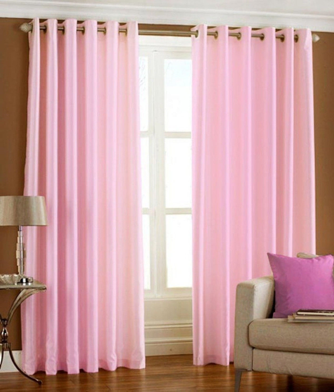 Image of Styletex 213 cm (7 ft) Door Polyester Semi Transparent Curtain (Pack Of 2)