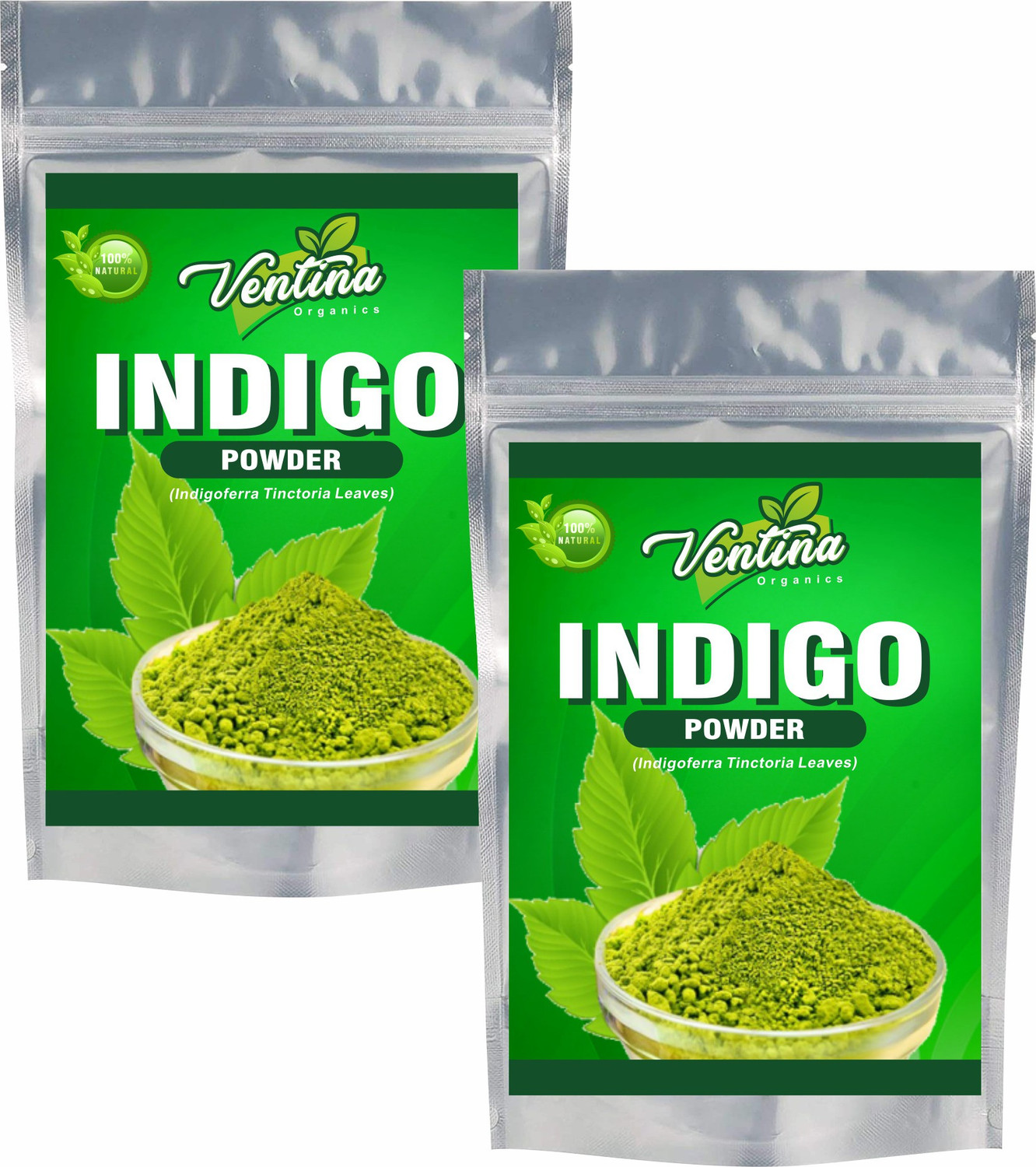 Image of Ventina Organics Indigo Powder (Indigofera Tinctoria) For Hair Pure Neel Powder For Black Hair & Beard Dye /Color