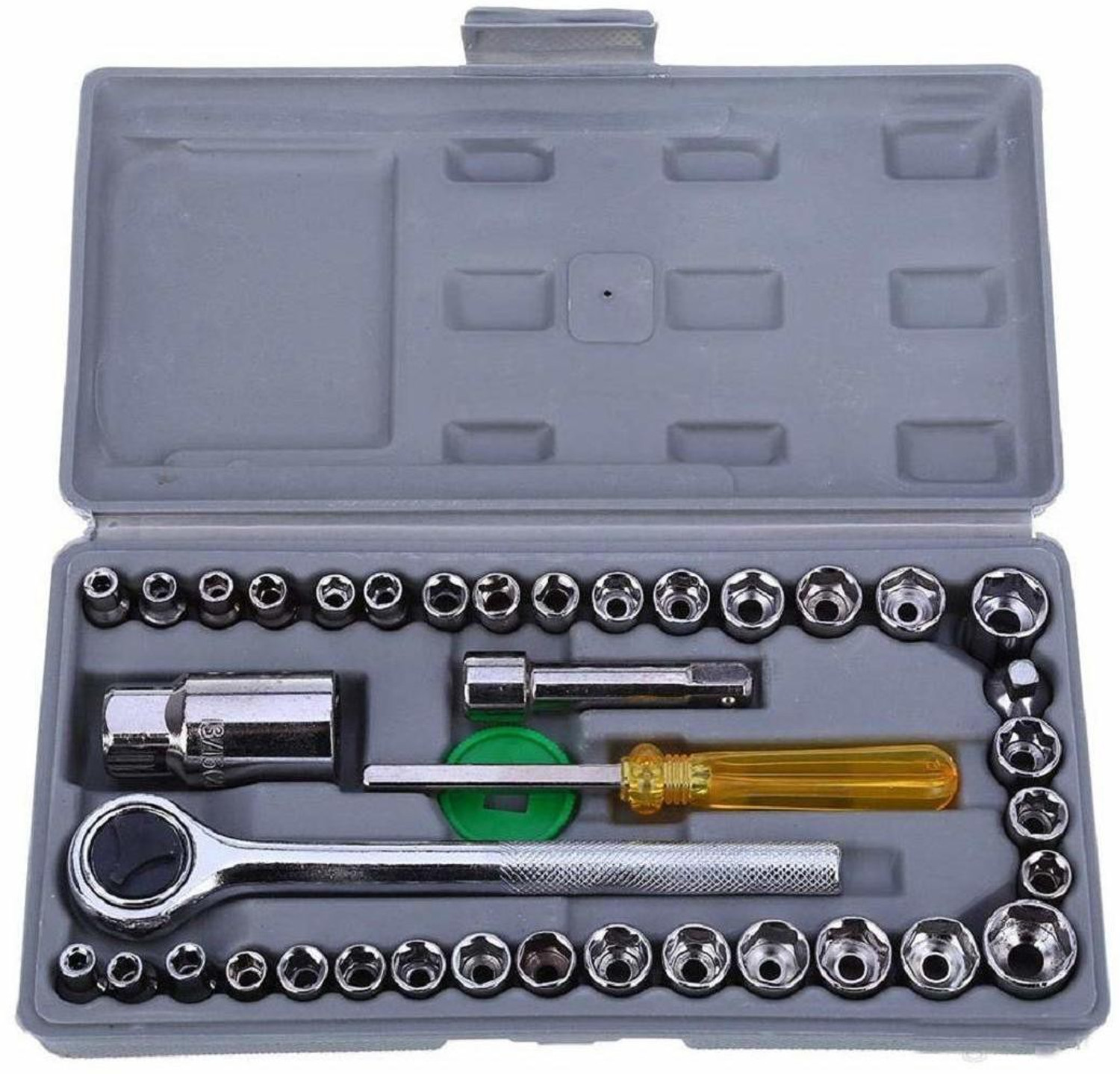 Image of Trachi 40 in 1 Wrench Tool Kit & Screwdriver And Socket Wrench Sleeve Suit Hardware Auto Car Repair Tools Wrenches Set with Single Sided Rachet, Tool Kit Set For Home Use Socket Set Socket Set