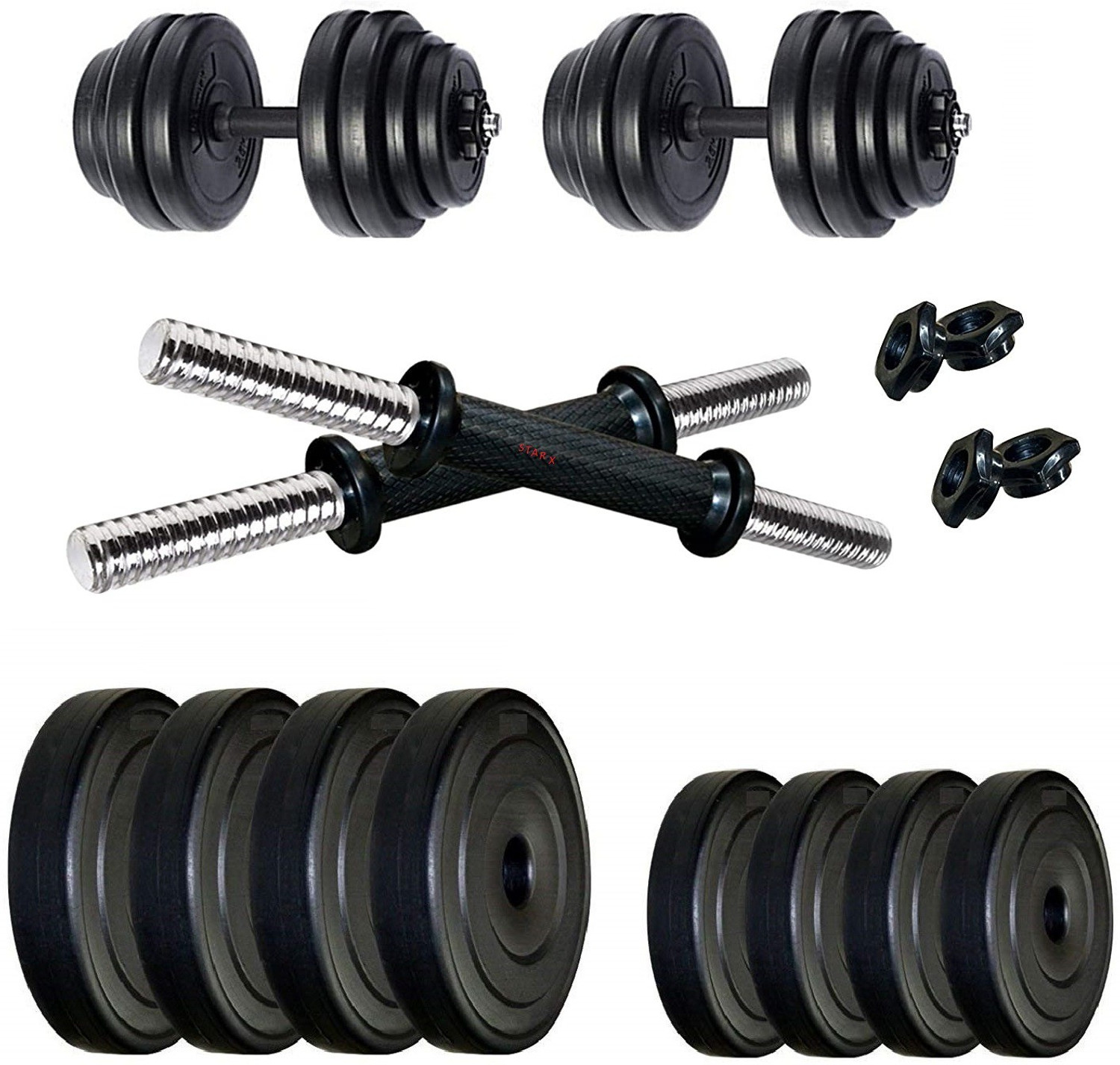 Image of STARX 28 Kg PVC plates dumbbell set Adjustable Dumbbell
