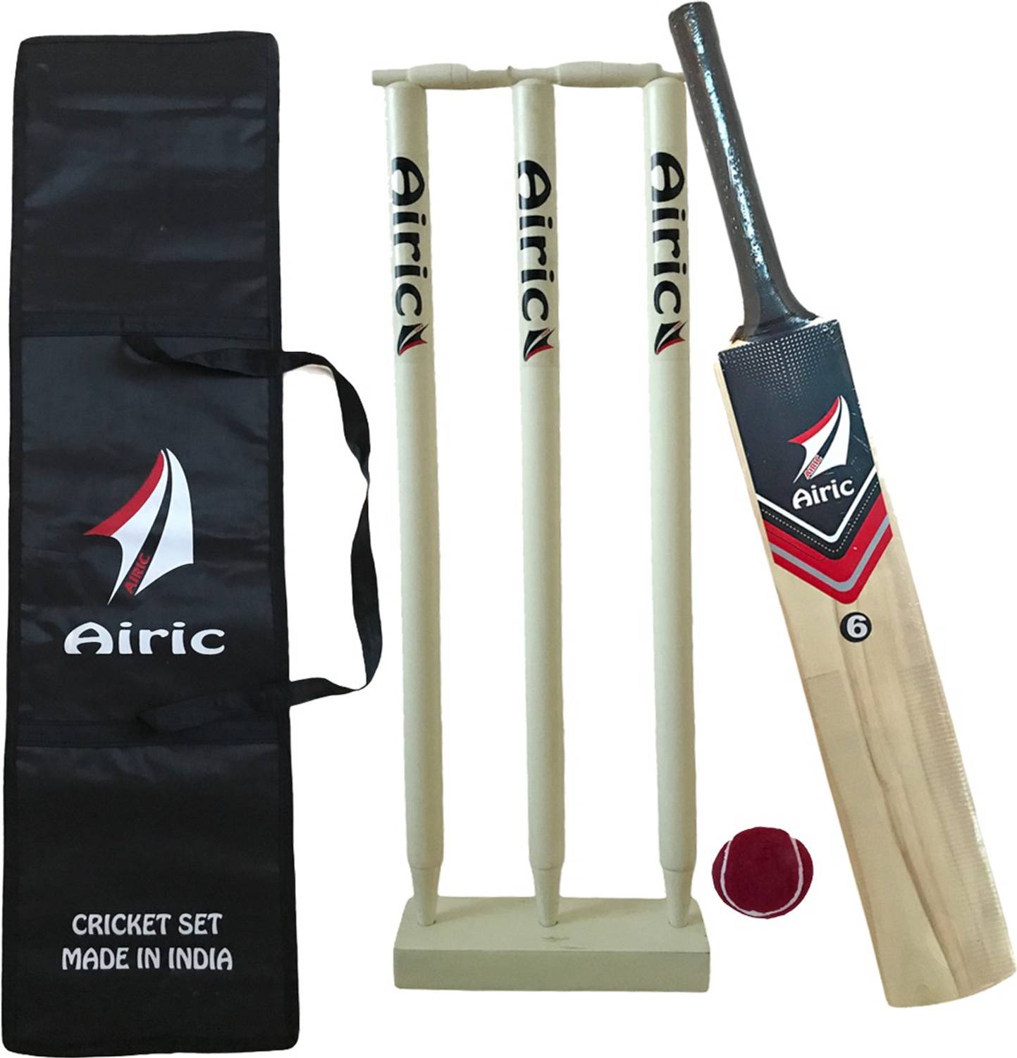 Airic Kashmiri Popular Willow Cricket Kit With Ball, Wickets And Bag (Size 6 For 11 to 13 Years) Cricket Kit