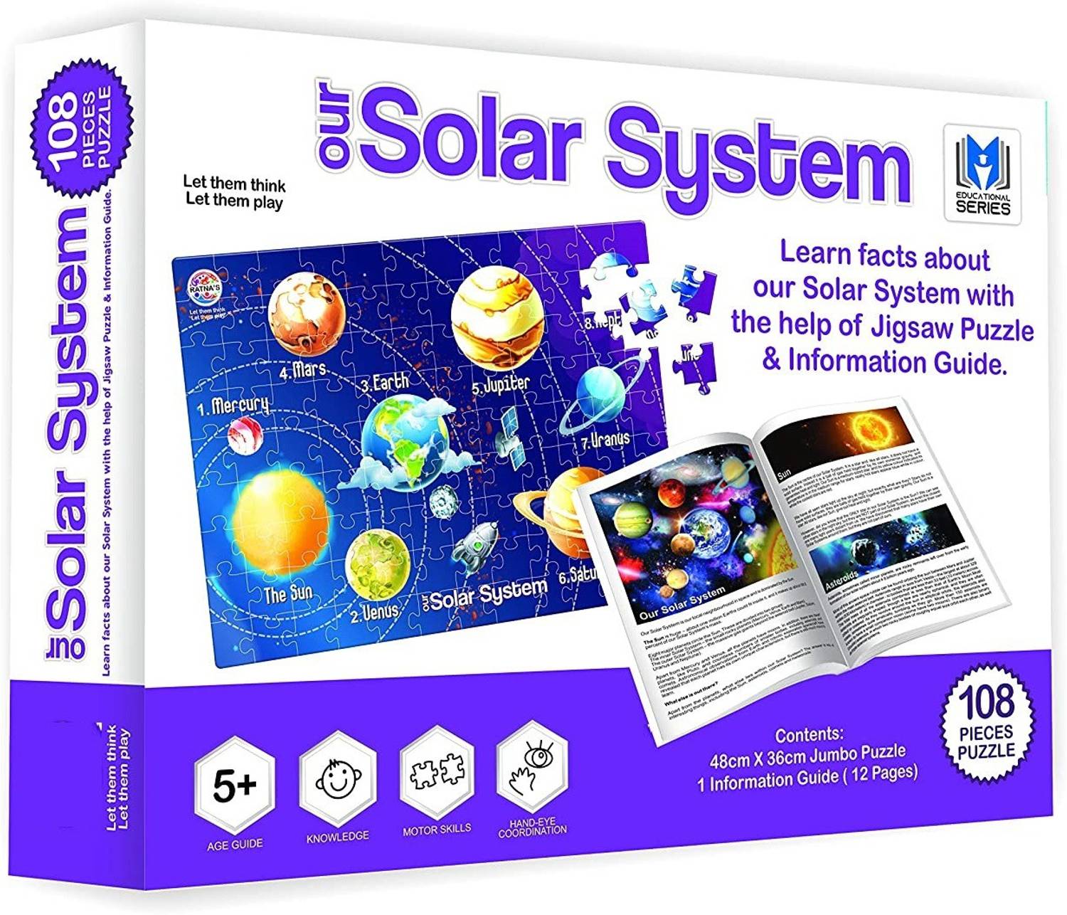 ARNIYAVALA Solar System Jigsaw for Kids 108 Pieces Jigsaw Puzzle with A 12 Page Information Guide