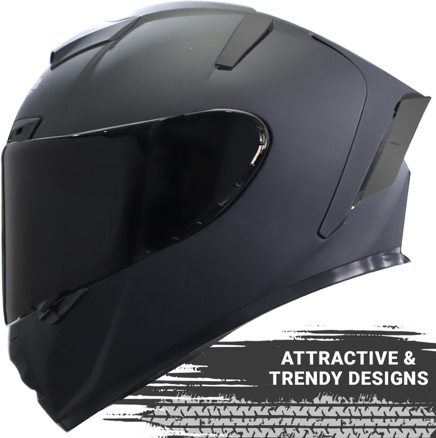 Image of Steelbird SA-2 7Wings Super Aeronautics Full Face Helmet in Matt Midnight Black Motorbike Helmet