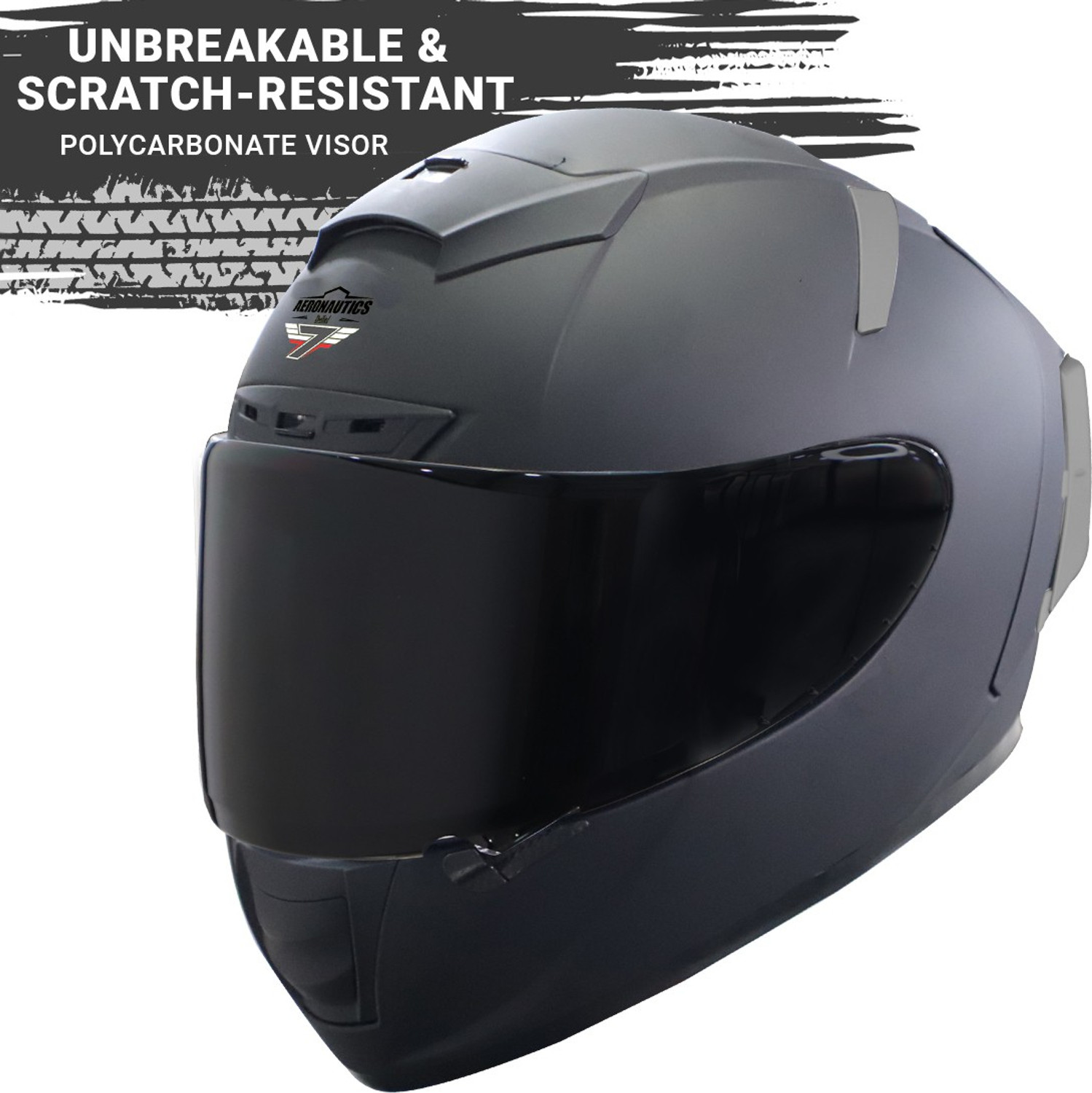 Image of Steelbird SA-2 7Wings Super Aeronautics Full Face Helmet in Matt Midnight Black Motorbike Helmet