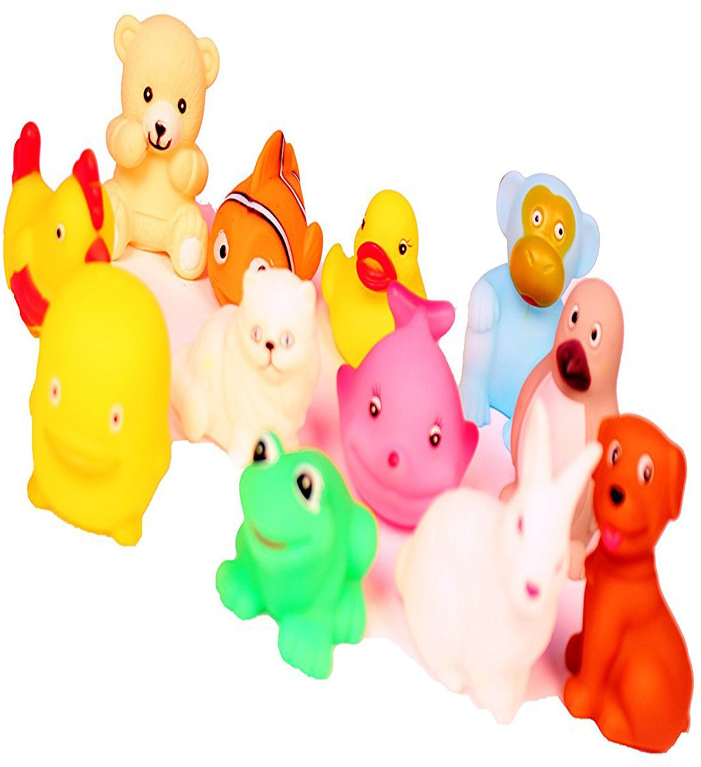 Image of Gomzy 12 pcs animal soft and cute bath chu chu toy for little kids Bath Toy