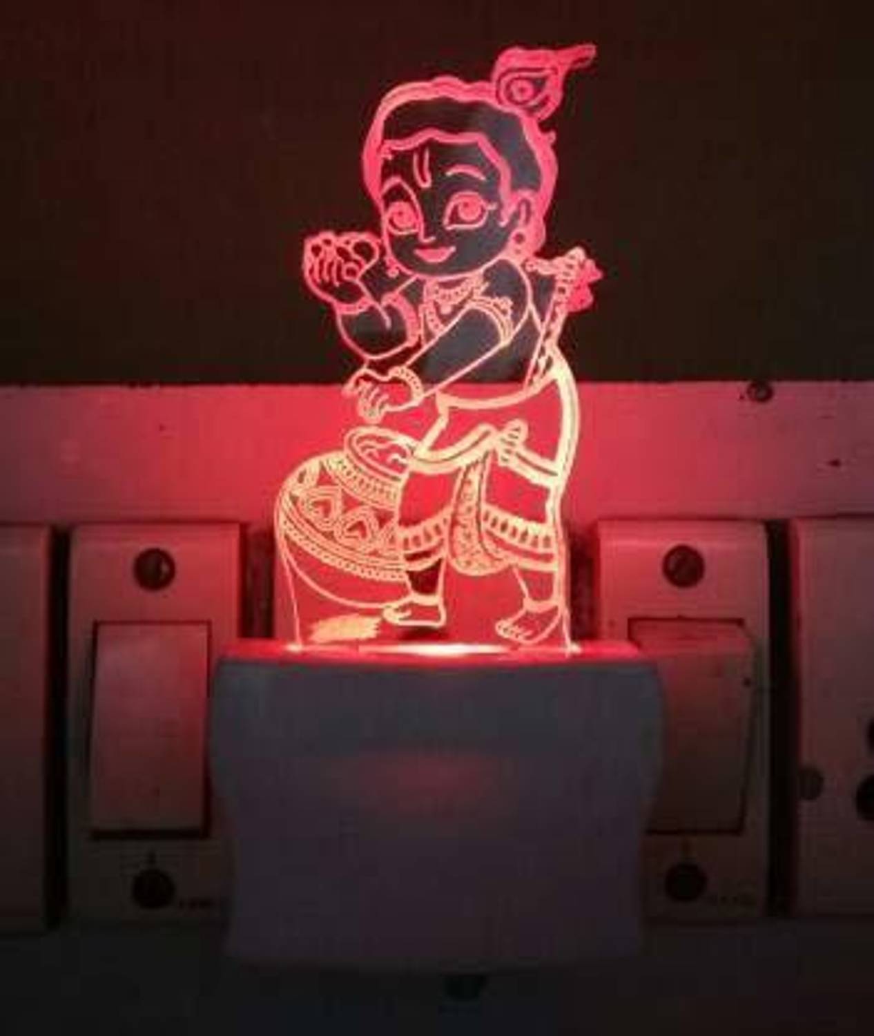 Red Robin 3D Illusion Standing Krishna LED Night Light for 7 Colo