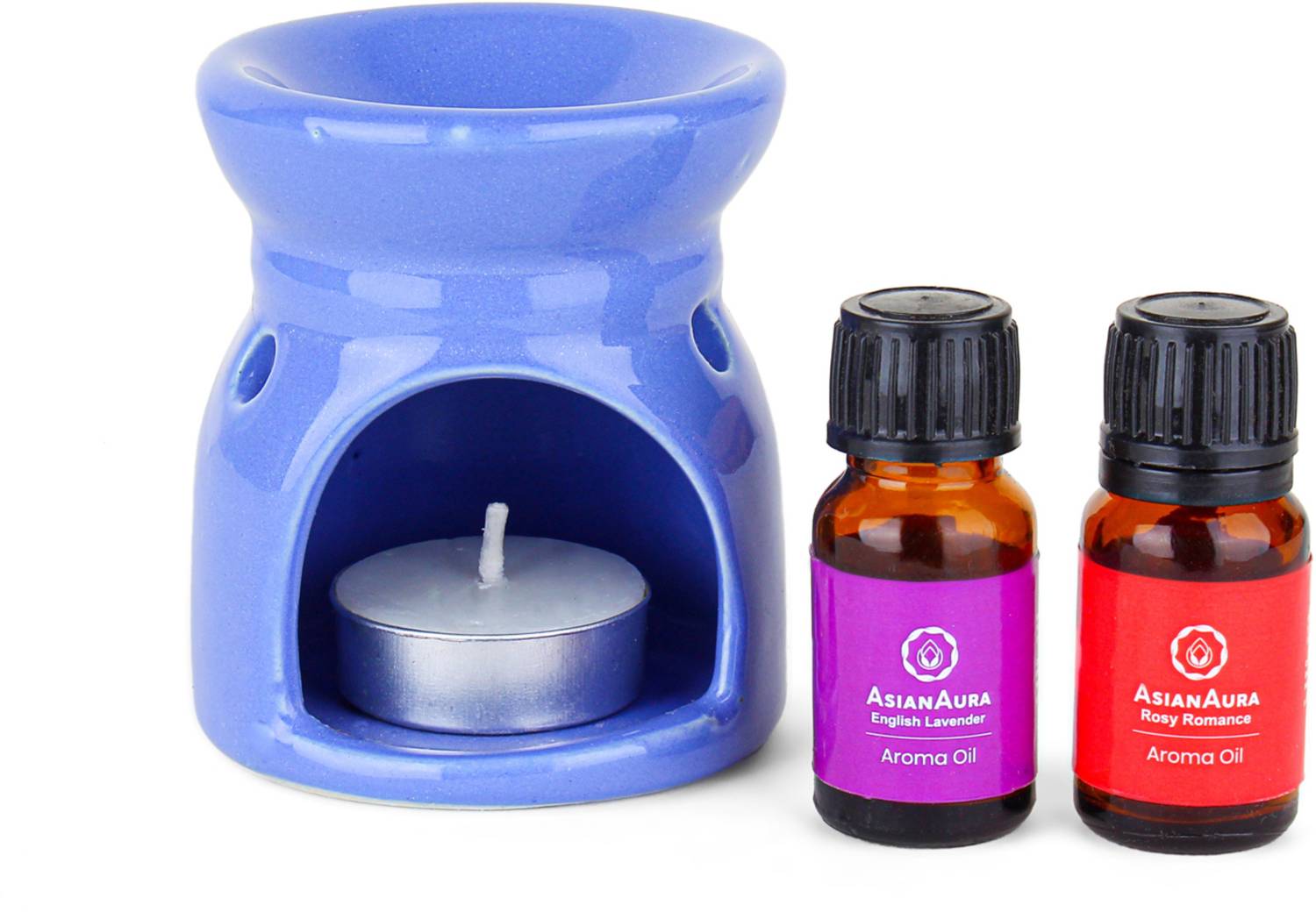 Asian Aura Ceramic Aroma T-Light Diffuser with 2 10 ML Aroma Oil and 1 Tea Light Candle Diffuser Set Ov-9