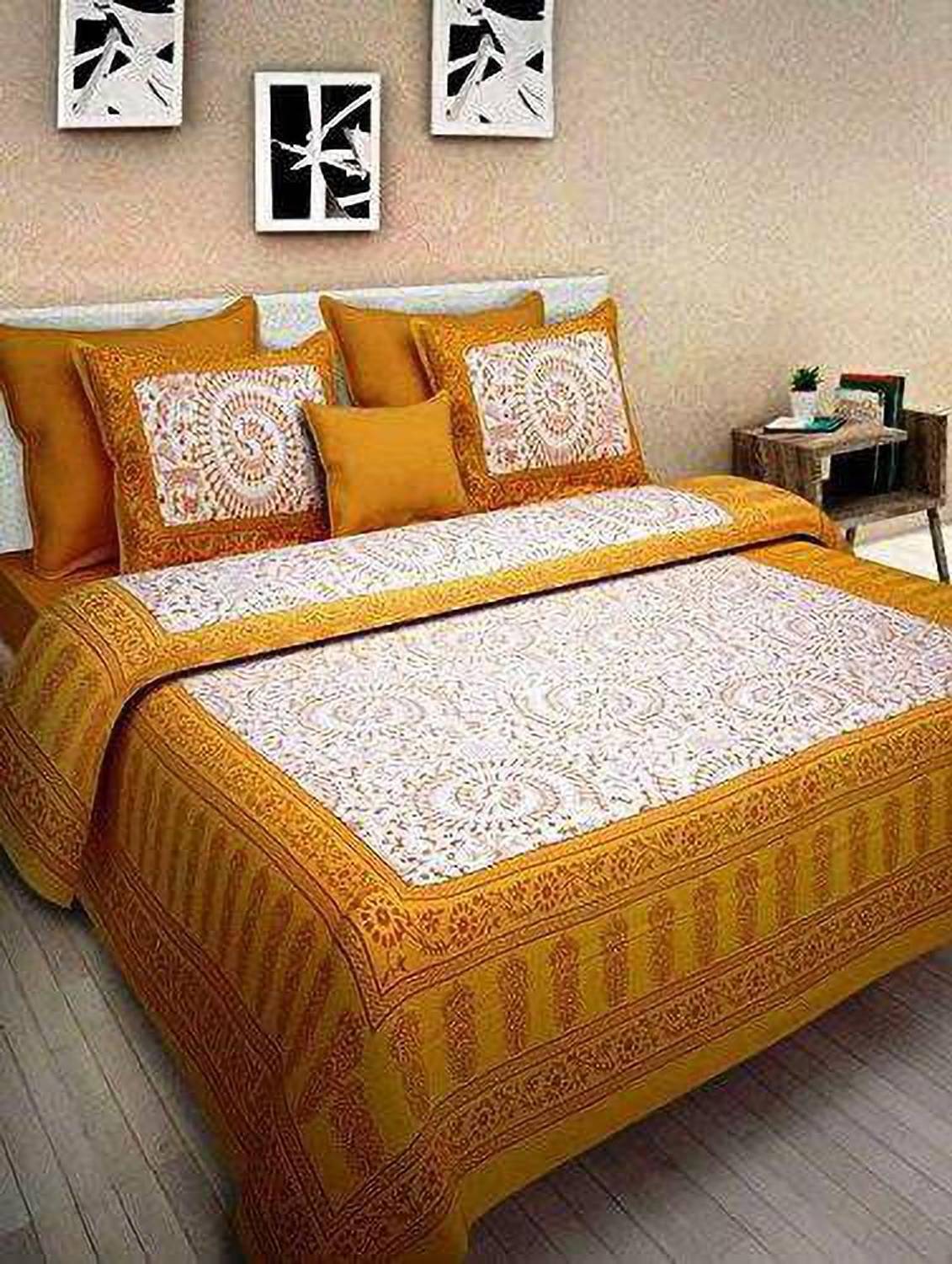 avtar Cotton Queen Flat 165 TC Floral 3 Bedsheets with 6 Pillow Covers