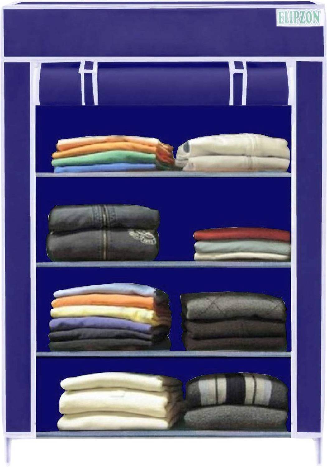 FLIPZON Multipurpose Storage Rack, 4 Layer PP Collapsible Wardrobe