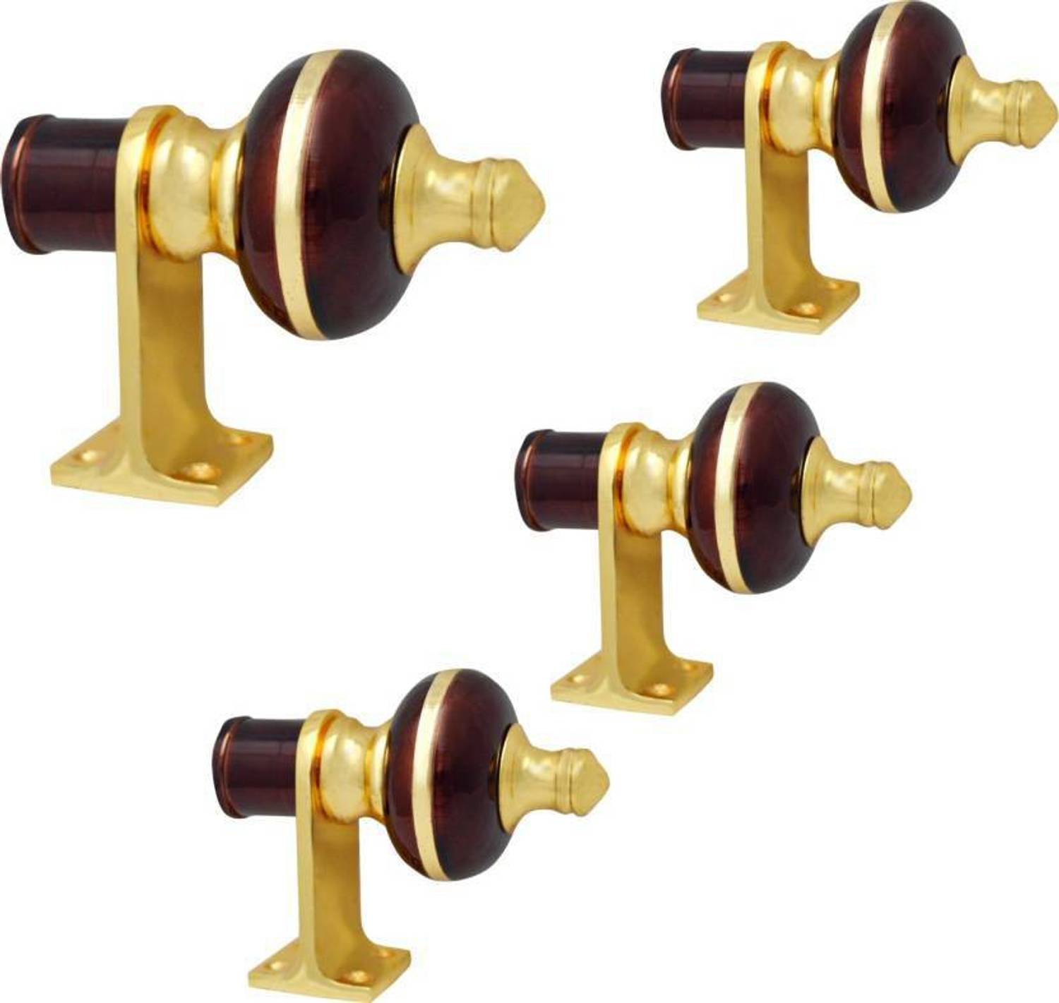 AnEk goods Gold, Maroon Curtain Knobs, Rod Rail Bracket Metal