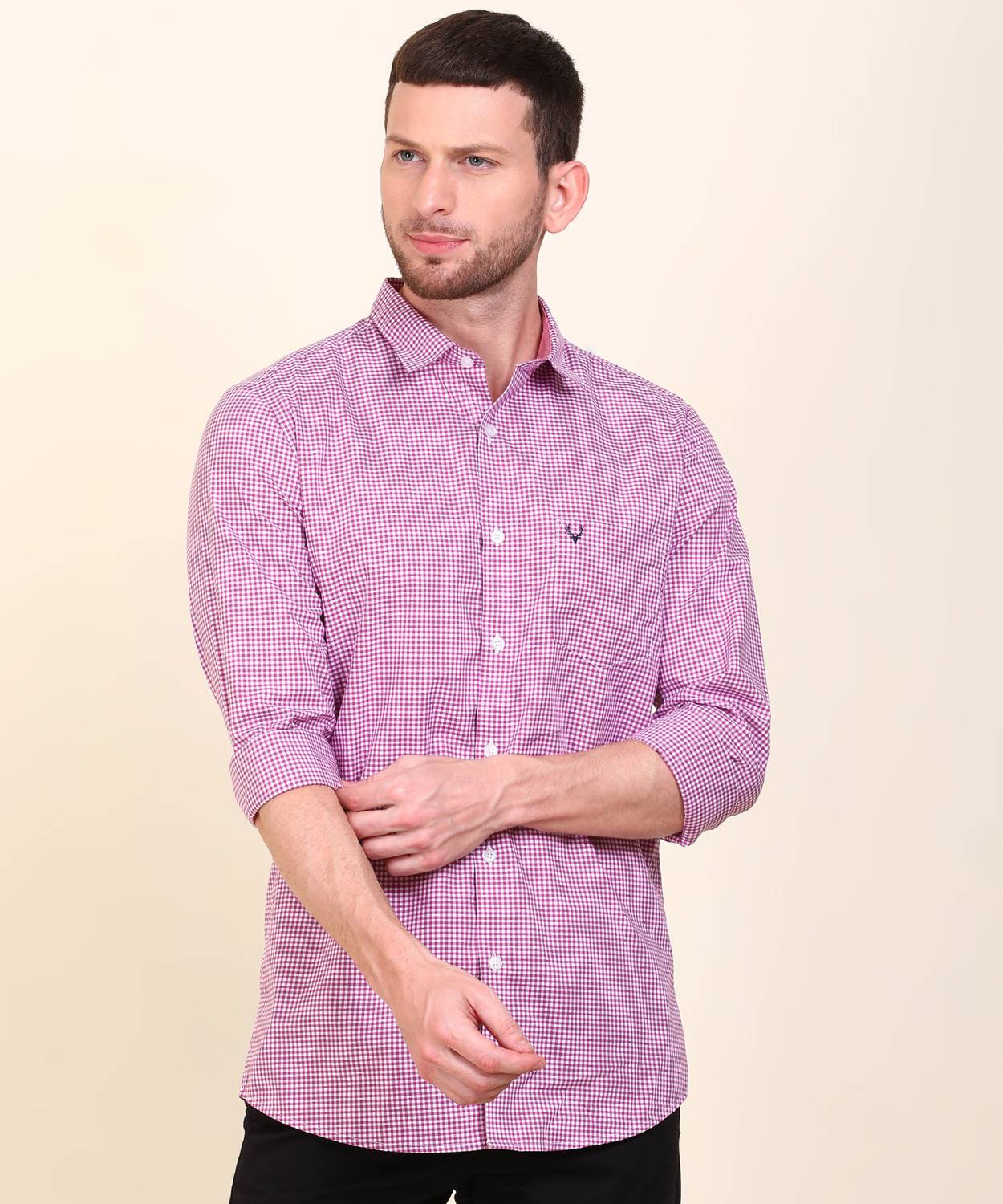 Allen Solly Men Checkered Casual Purple Shirt