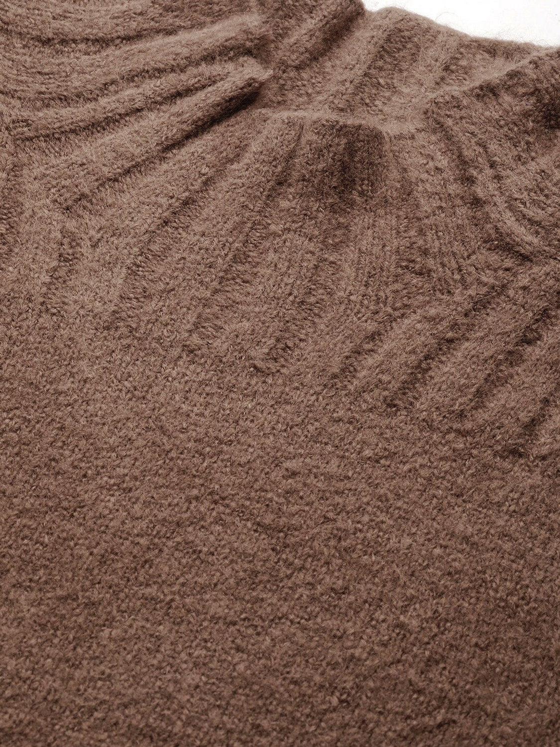 Image of Mr Bowerbird Solid Turtle Neck Casual Men Brown Sweater