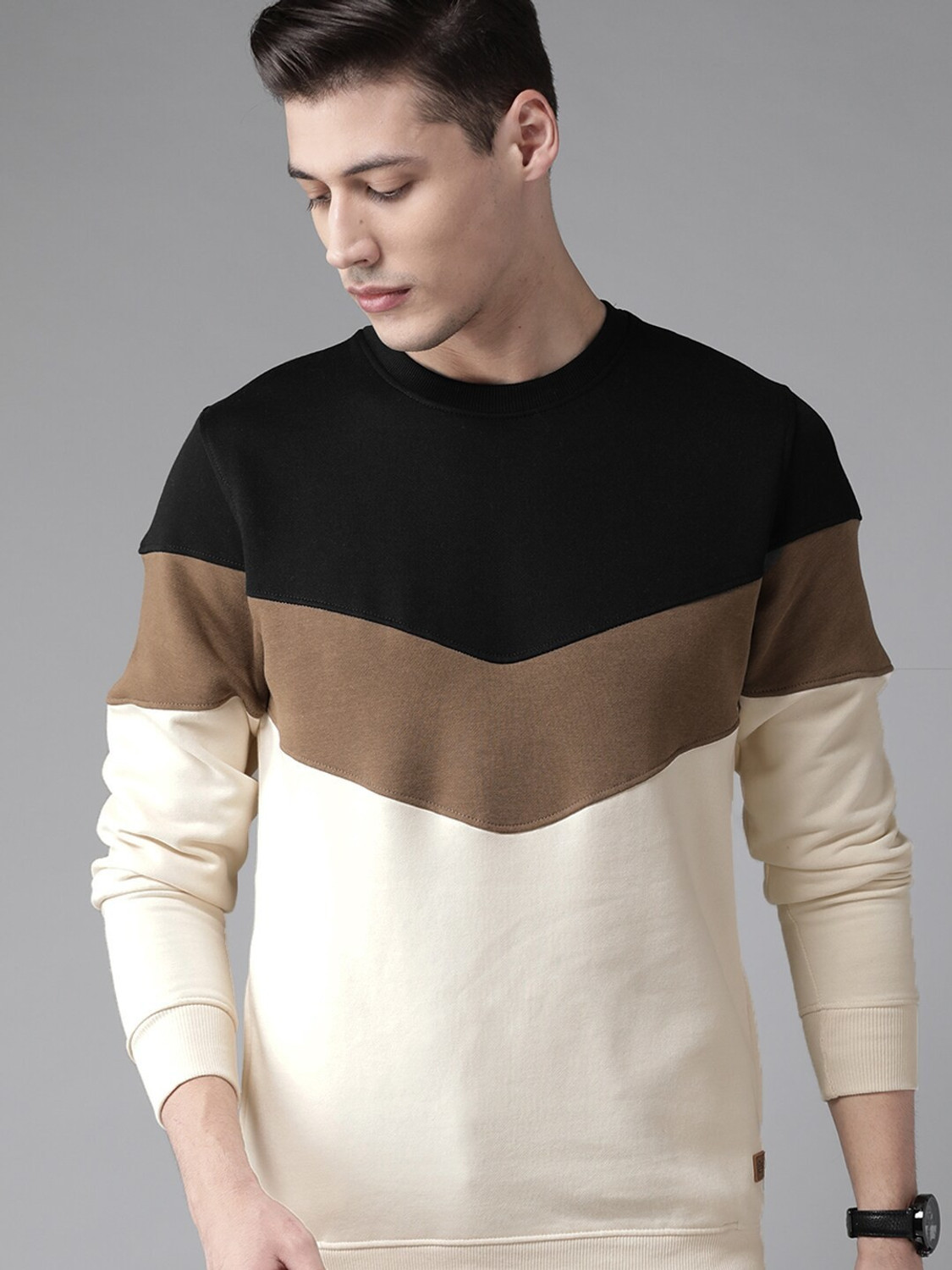 Image of Roadster Full Sleeve Color Block Men Sweatshirt