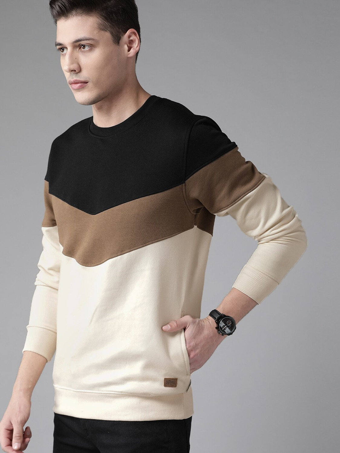 Image of Roadster Full Sleeve Color Block Men Sweatshirt
