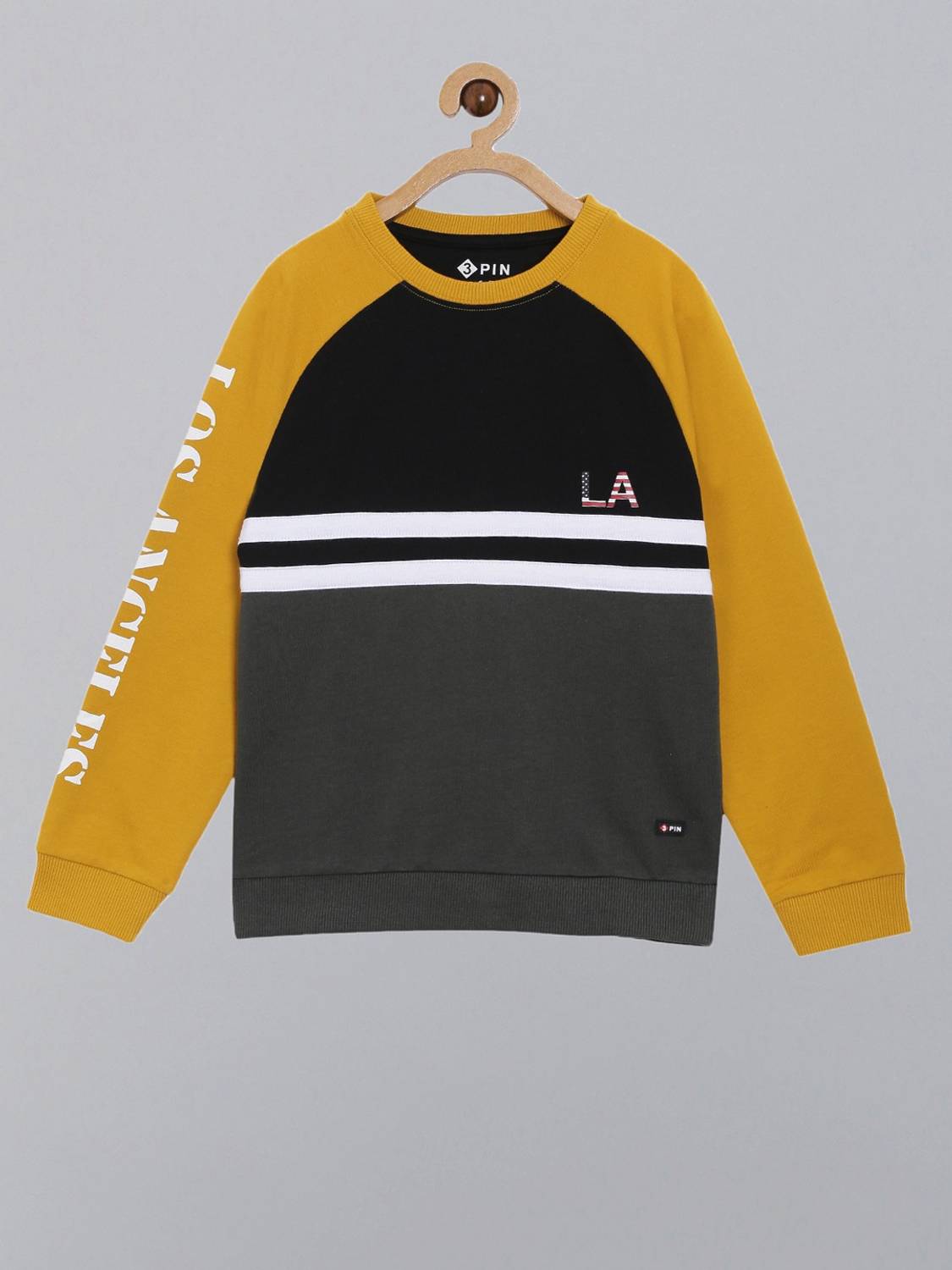 3Pin Full Sleeve Color Block Boys Sweatshirt