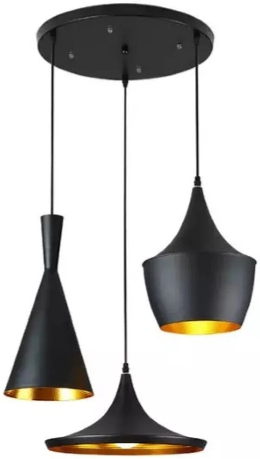 Image of BLACK RAY Unique 3 Lights Hanging Ceiling Lamp Urban Retro Style (Antique Black,Bulb Not Included) Pendant Lamp Ceiling Lamp