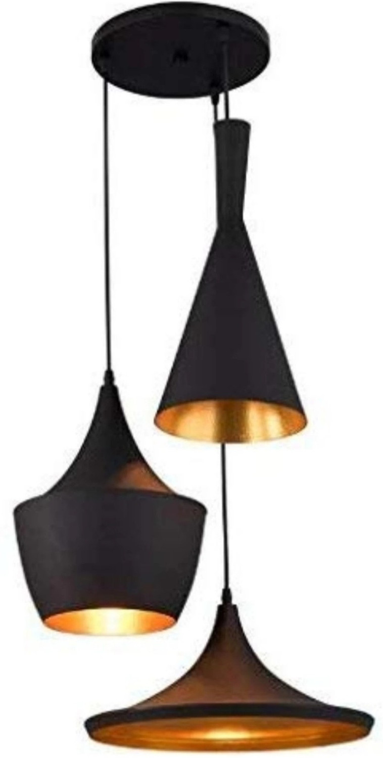 Image of BLACK RAY Unique 3 Lights Hanging Ceiling Lamp Urban Retro Style (Antique Black,Bulb Not Included) Pendant Lamp Ceiling Lamp