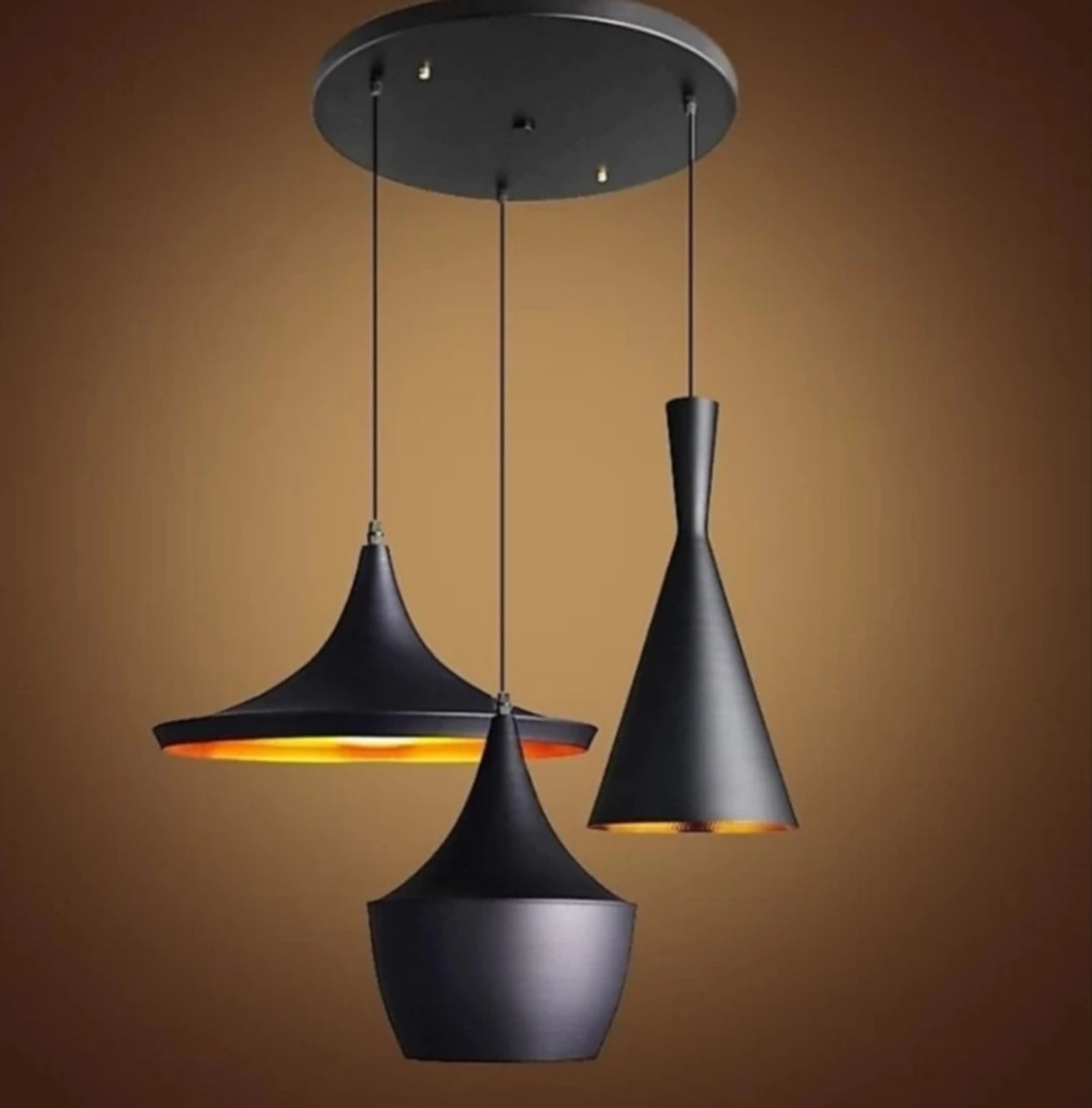 Image of BLACK RAY Unique 3 Lights Hanging Ceiling Lamp Urban Retro Style (Antique Black,Bulb Not Included) Pendant Lamp Ceiling Lamp