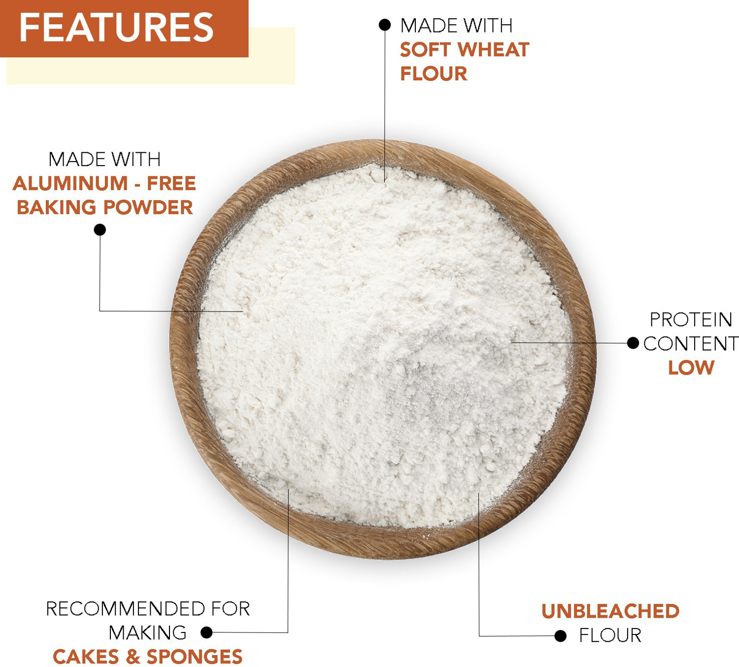 Image of Josef Marc Unbleached Self Raising Flour, 4 LBS - Made with Non-Aluminum Baking Powder, Non-GMO, Non-Fortified & Non-bro-mated.