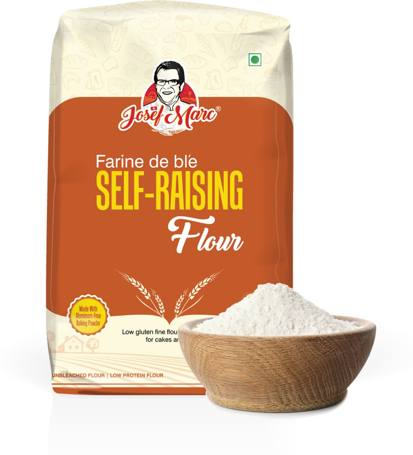 Image of Josef Marc Unbleached Self Raising Flour, 4 LBS - Made with Non-Aluminum Baking Powder, Non-GMO, Non-Fortified & Non-bro-mated.