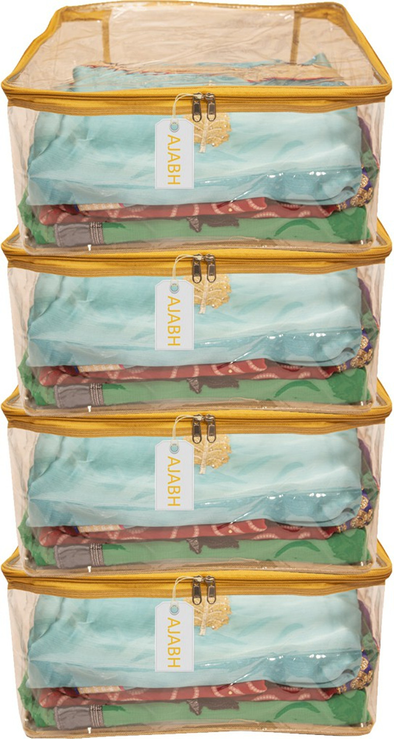 Image of Ajabh High Quality Multipurpose Plain Transparent Saree /Garment Storage Bag (Pack Of 4) TPS00222
