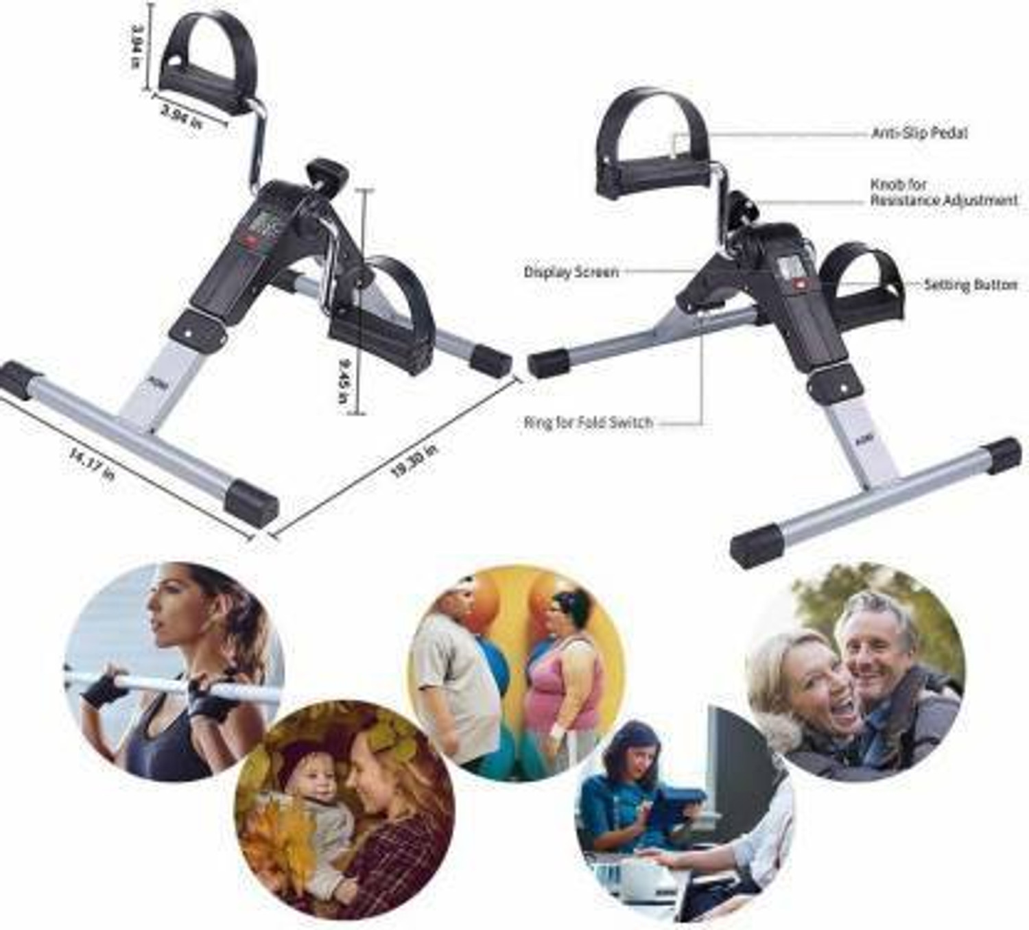 Image of YESRUER Fitness Cycle - Foot Pedal Exercise Mini Pedal Exerciser Cycle Mini Pedal Exerciser Cycle