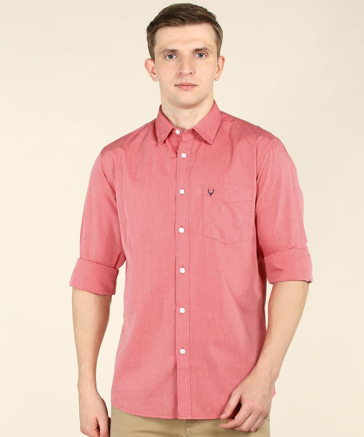 Allen Solly Men Solid Casual Red Shirt