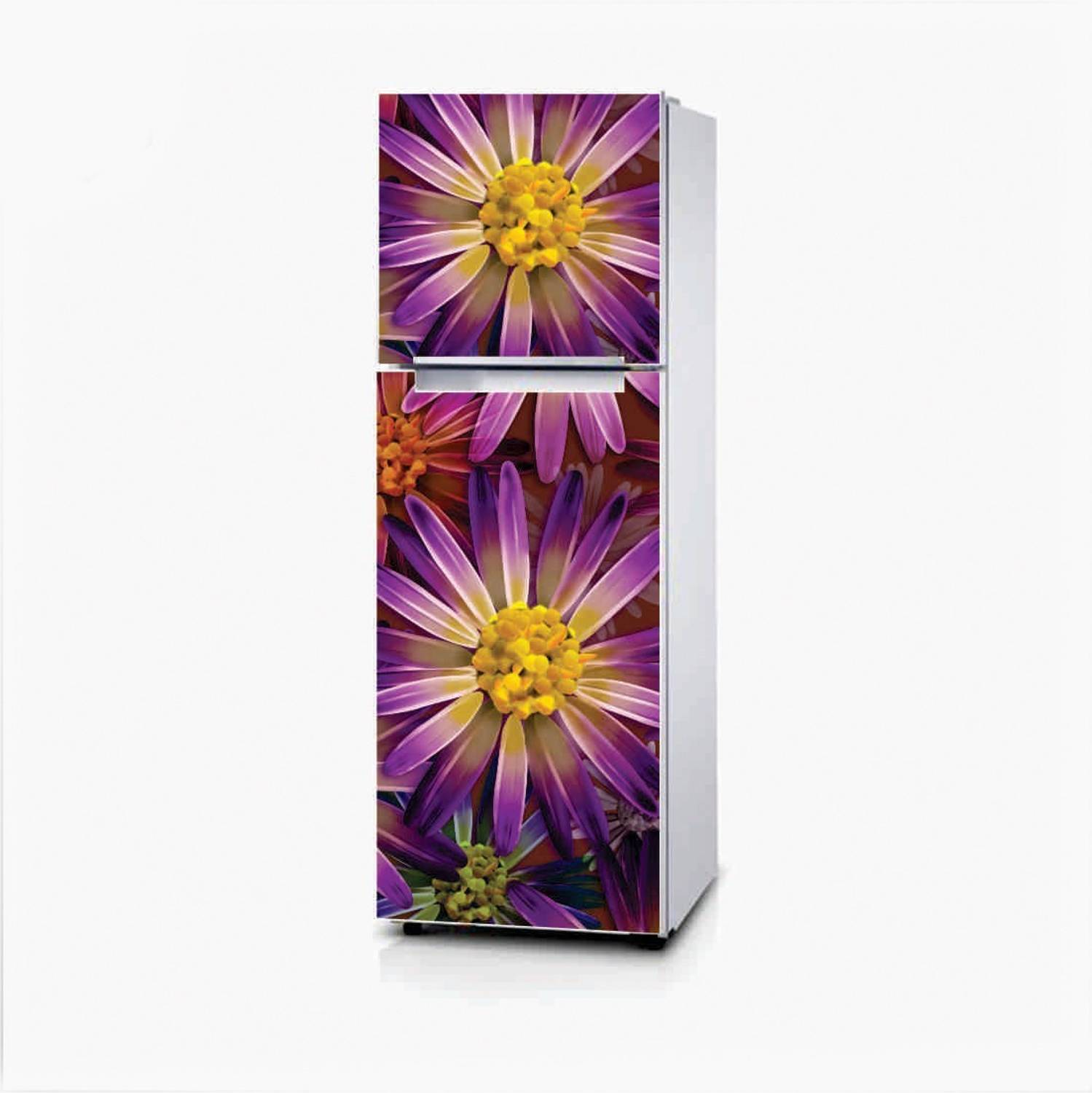 AH Decals Purple Flower Fridge Warp Sticker 60cm x 160cm 60 cm Multi Flower Colour Pattern Fridge Warp Sticker 60cm x 160cm Self Adhesive Sticker