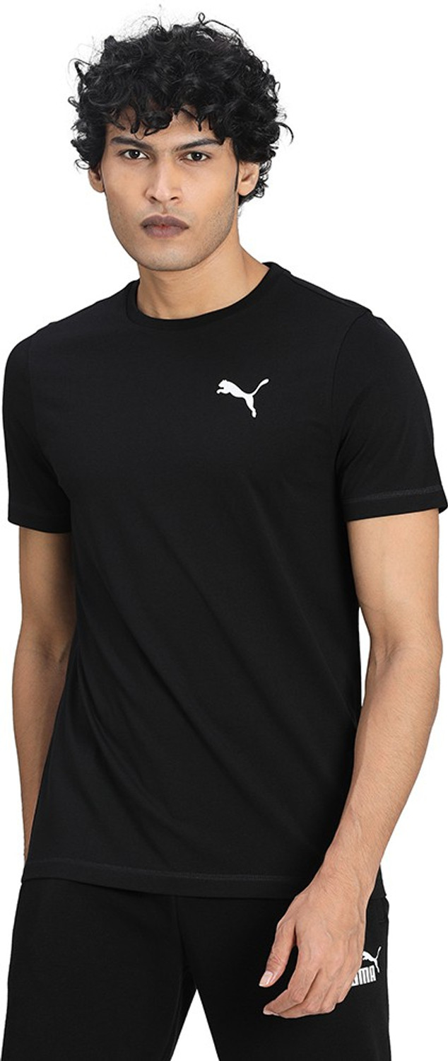 Image of PUMA Solid Men Round Neck Black T-Shirt
