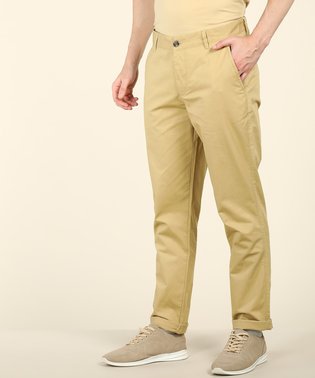 Image of United Colors of Benetton Slim Fit Men Beige Trousers