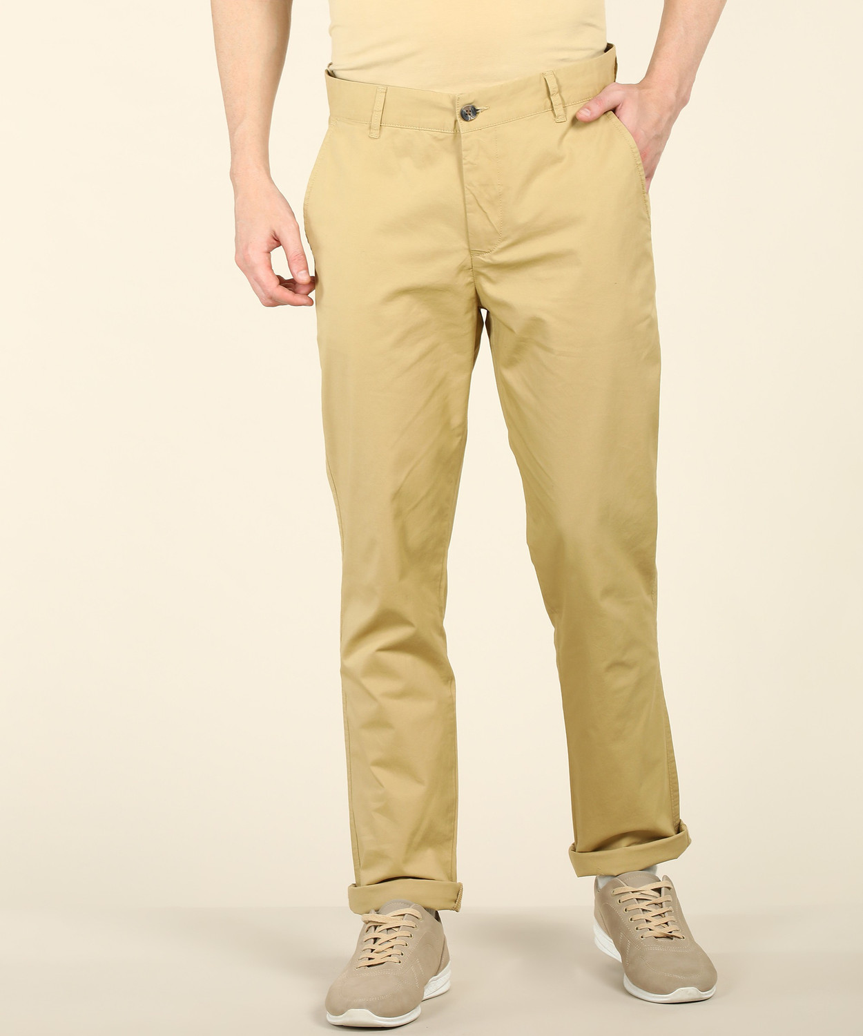 Image of United Colors of Benetton Slim Fit Men Beige Trousers