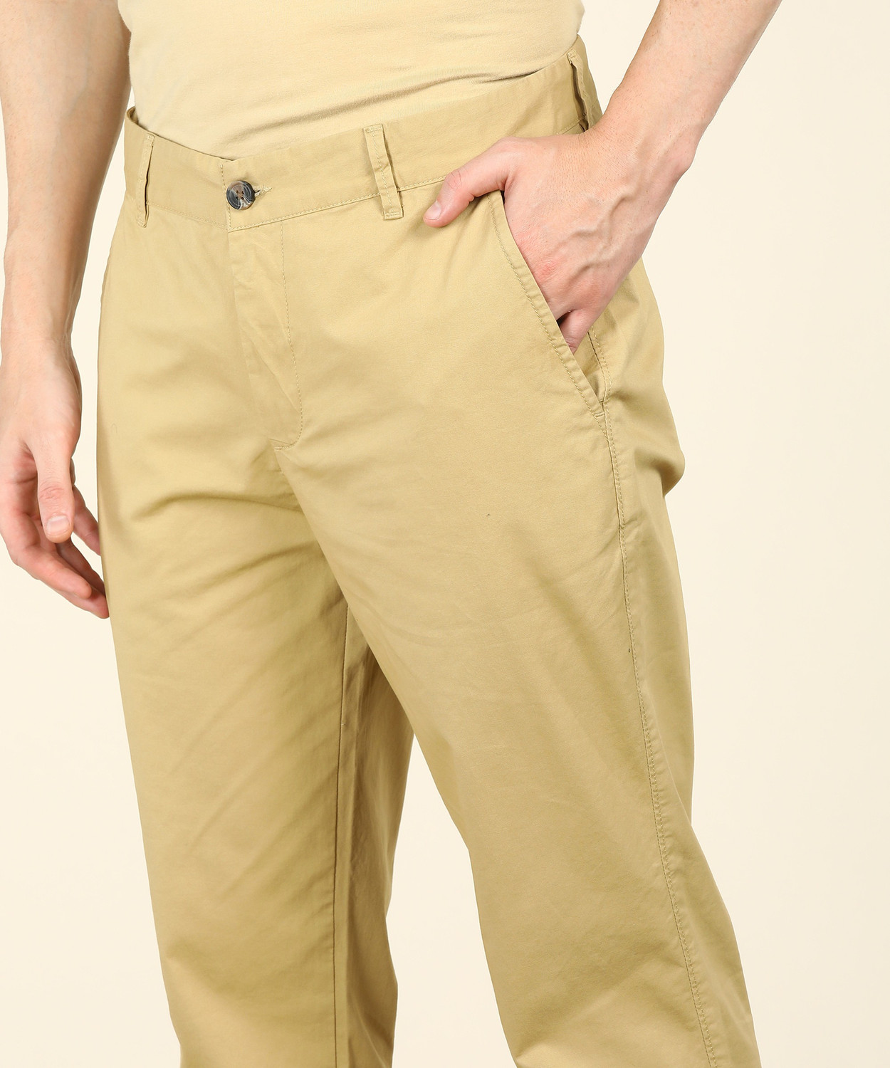 Image of United Colors of Benetton Slim Fit Men Beige Trousers