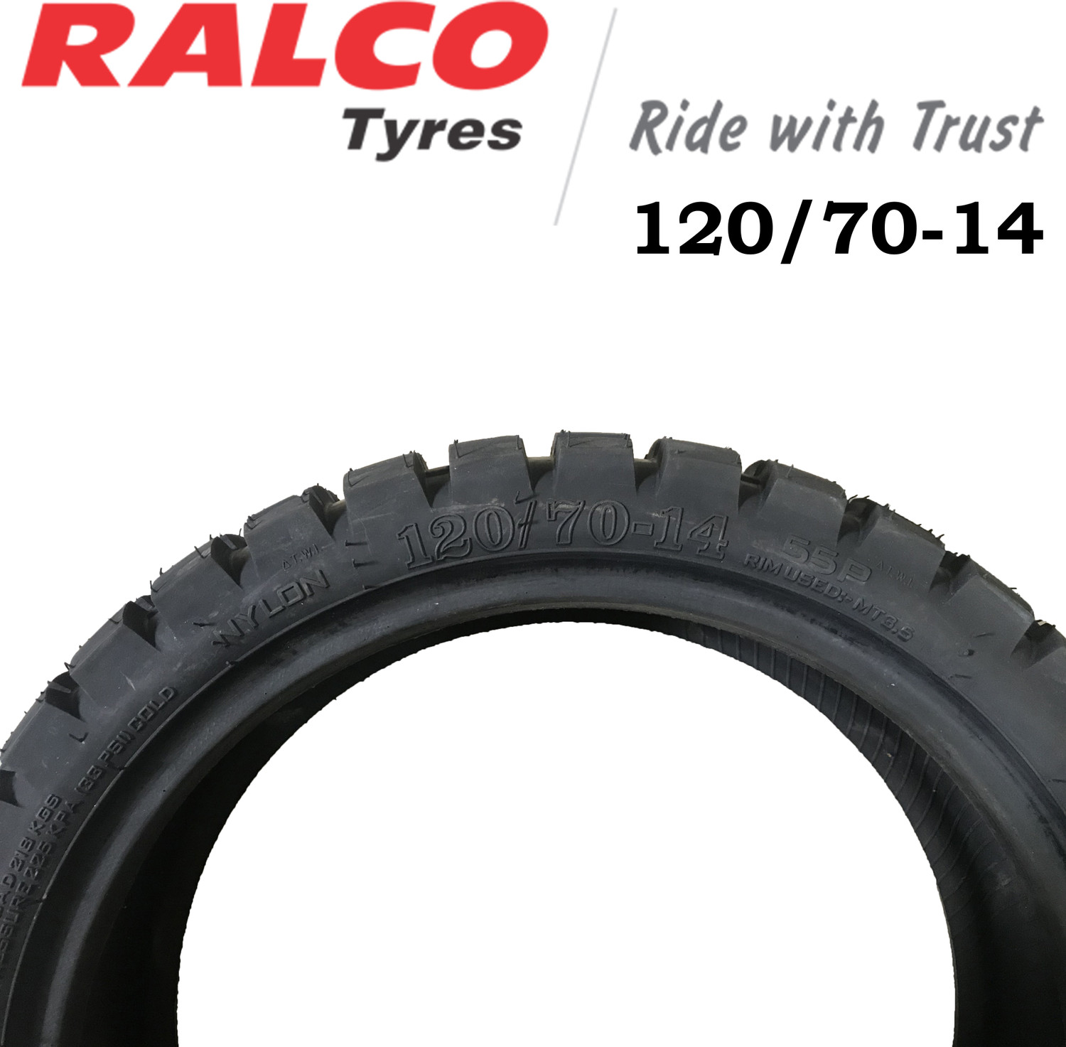 Image of Ralco TYRE 120 /70-14 120 /70-14 Front & Rear Two Wheeler Tyre
