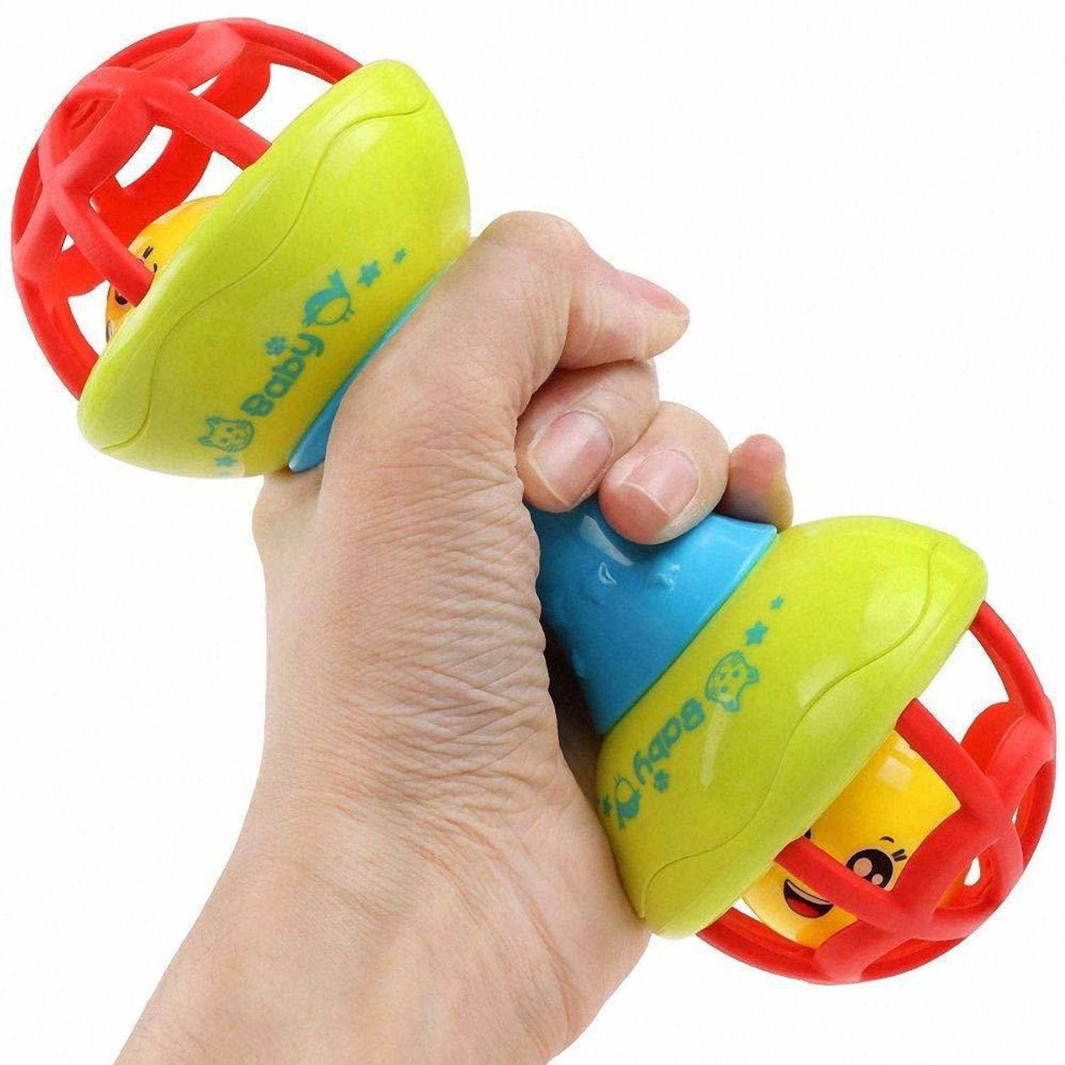 Akshit Baby dumbbell rattle teether bell toy for babies,Non toxic Plastic Rattle