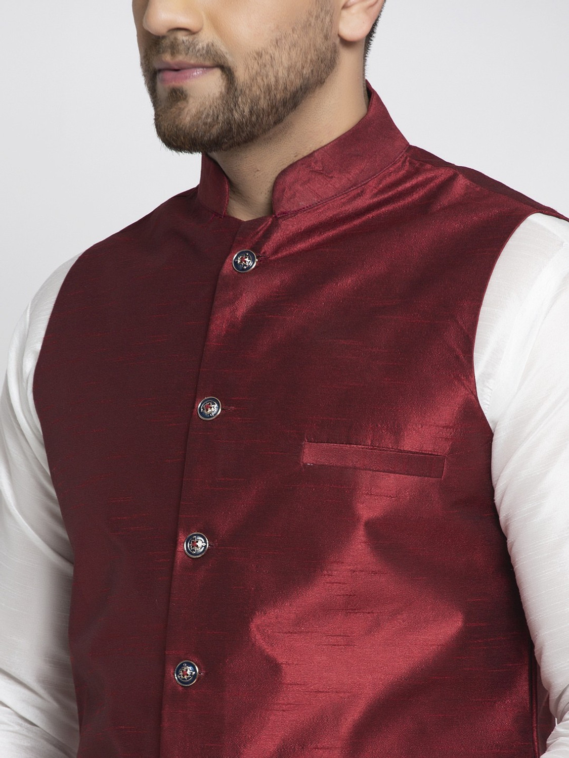 Image of SAIFOO Men Kurta Pyjama Ethnic Jacket Set